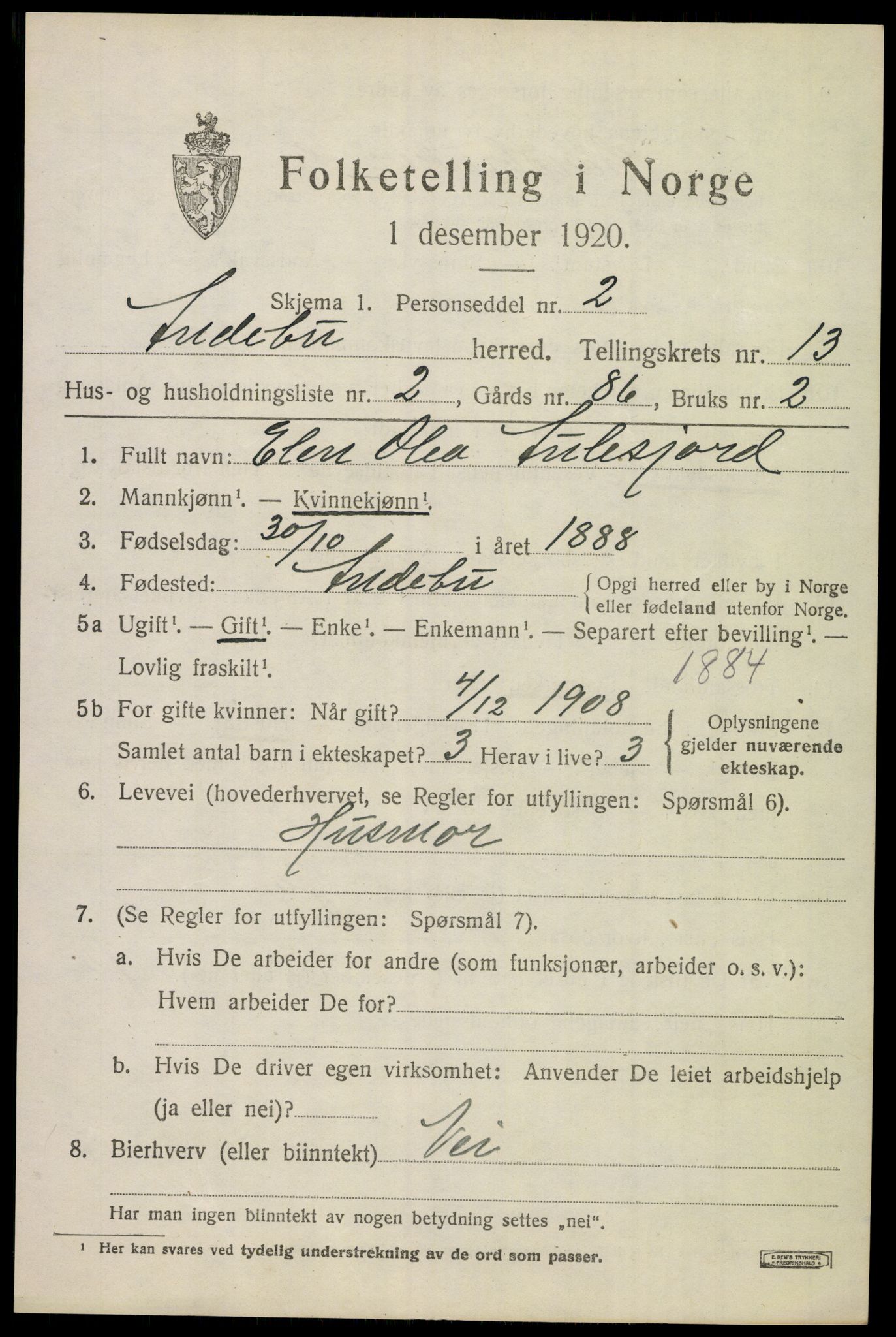 SAKO, 1920 census for Andebu, 1920, p. 4802