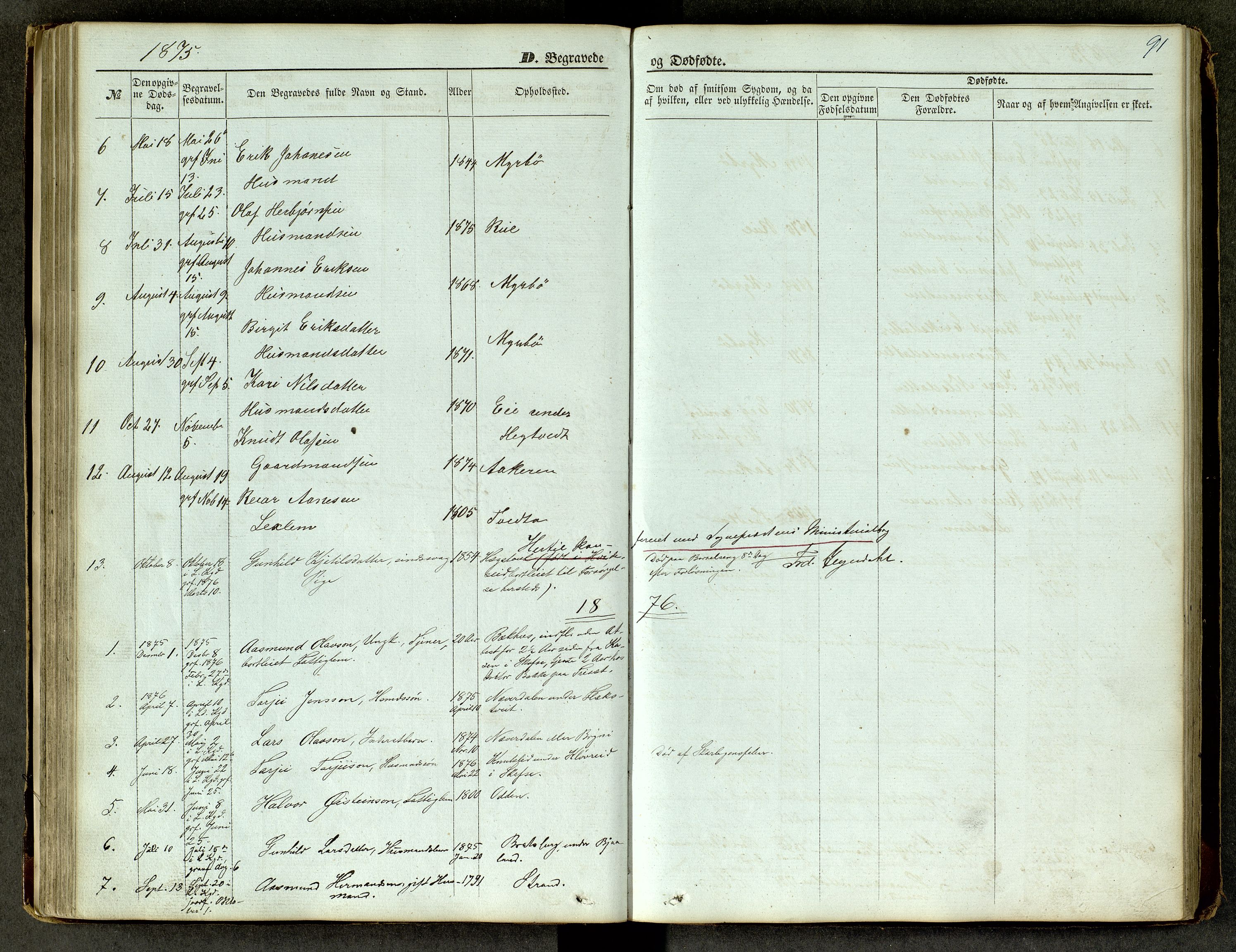 Lårdal kirkebøker, SAKO/A-284/G/Ga/L0002: Parish register (copy) no. I 2, 1861-1890, p. 91