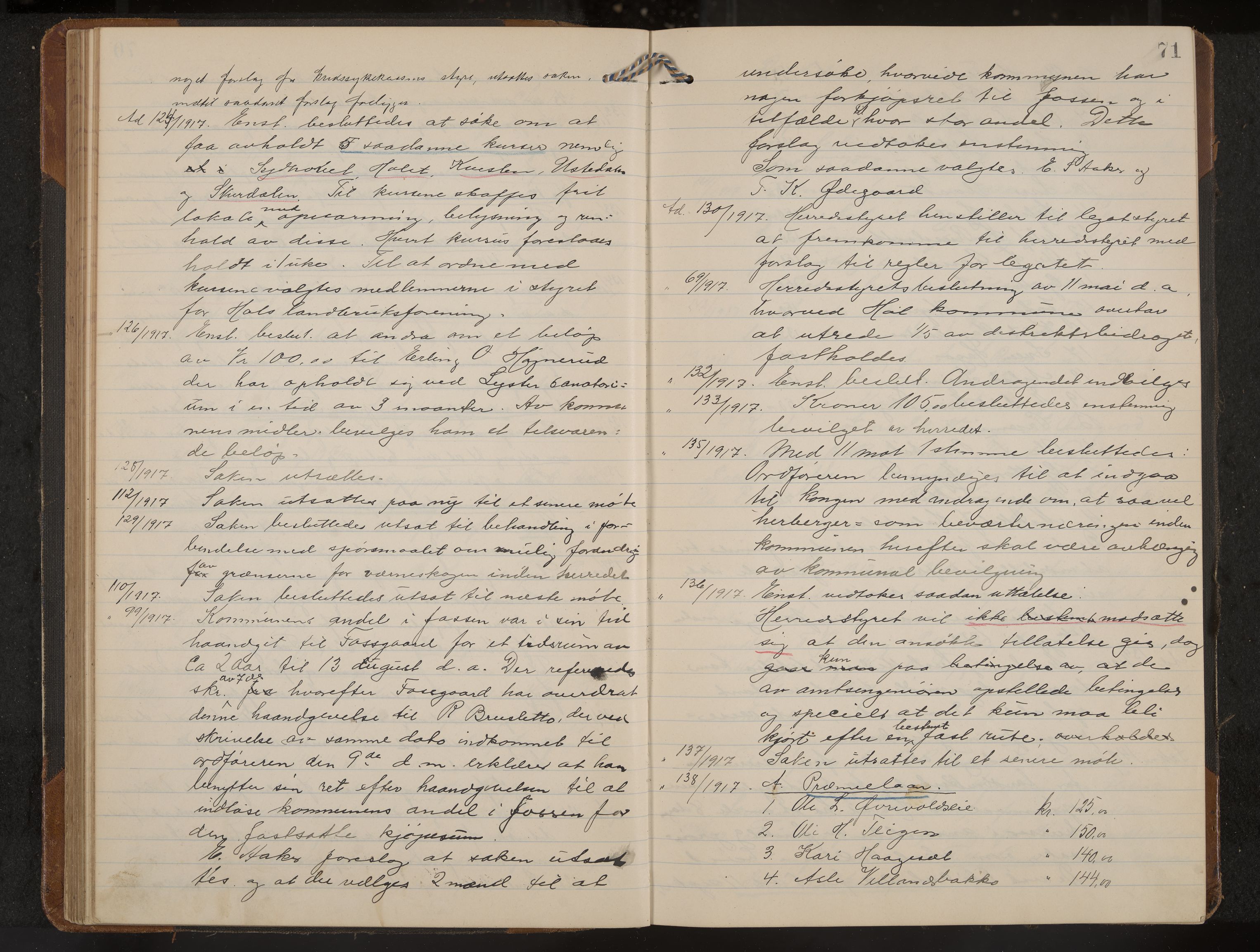 Hol formannskap og sentraladministrasjon, IKAK/0620021-1/A/L0006: Møtebok, 1916-1922, p. 71