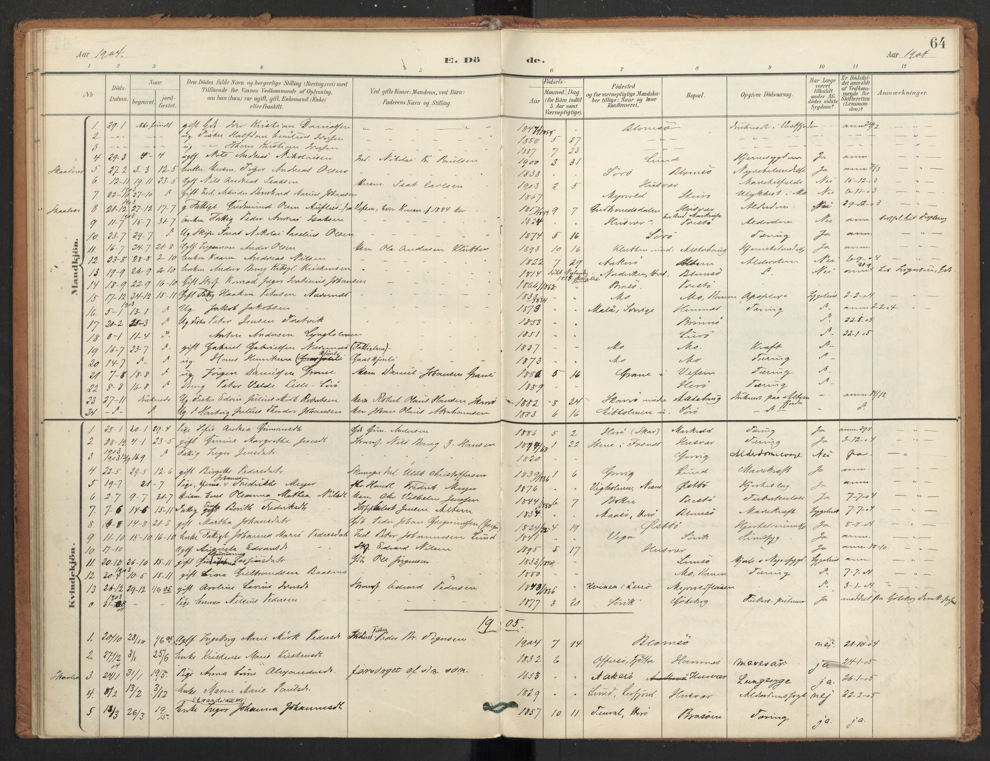 Ministerialprotokoller, klokkerbøker og fødselsregistre - Nordland, SAT/A-1459/830/L0454: Parish register (official) no. 830A18, 1897-1913, p. 64