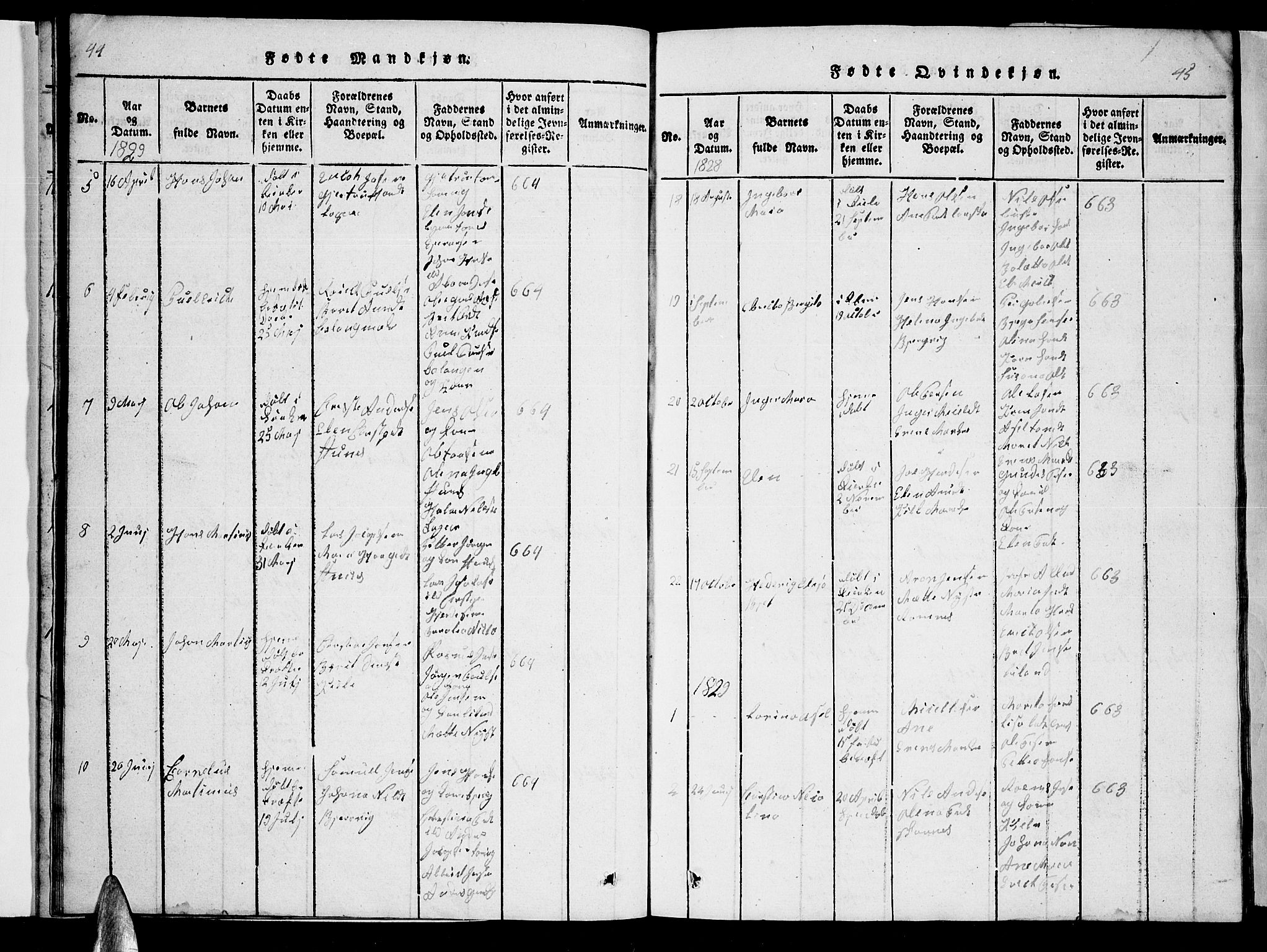 Ministerialprotokoller, klokkerbøker og fødselsregistre - Nordland, AV/SAT-A-1459/863/L0911: Parish register (copy) no. 863C01, 1821-1858, p. 44-45