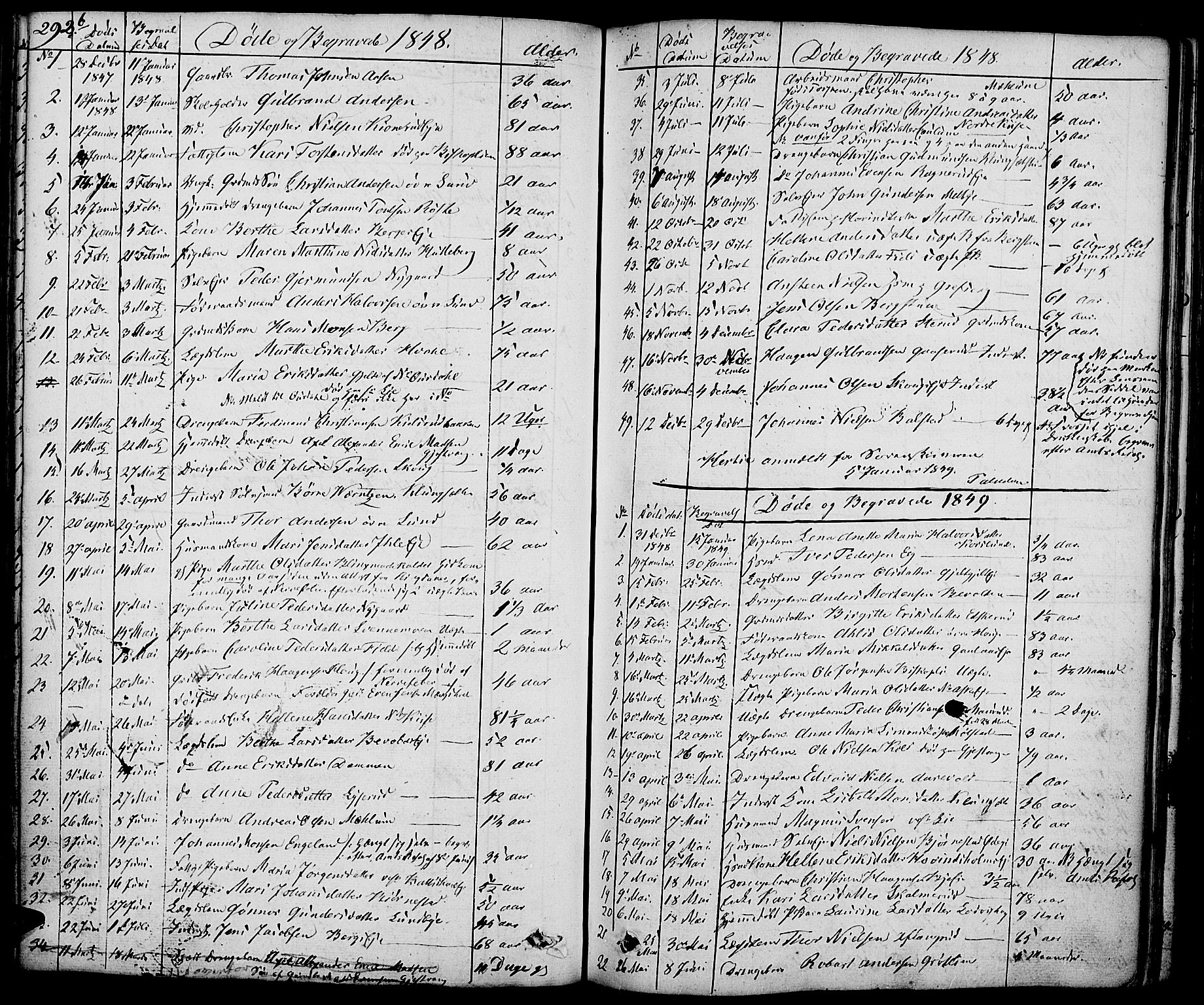 Nes prestekontor, Hedmark, AV/SAH-PREST-020/K/Ka/L0003: Parish register (official) no. 3, 1827-1851, p. 292