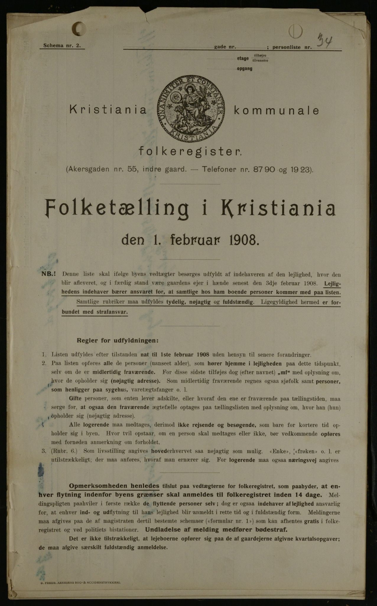 OBA, Municipal Census 1908 for Kristiania, 1908, p. 1899