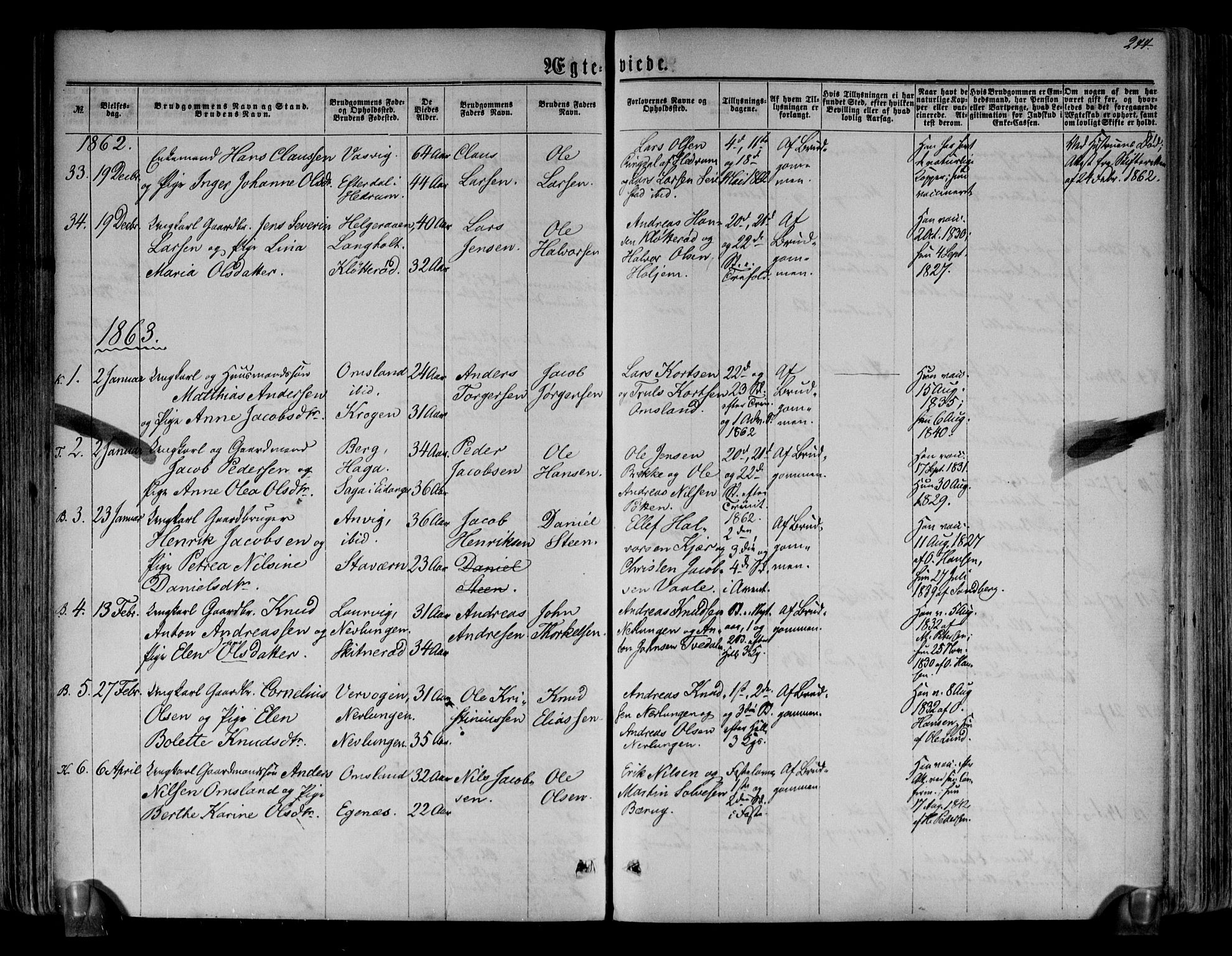 Brunlanes kirkebøker, AV/SAKO-A-342/F/Fa/L0005: Parish register (official) no. I 5, 1862-1877, p. 244