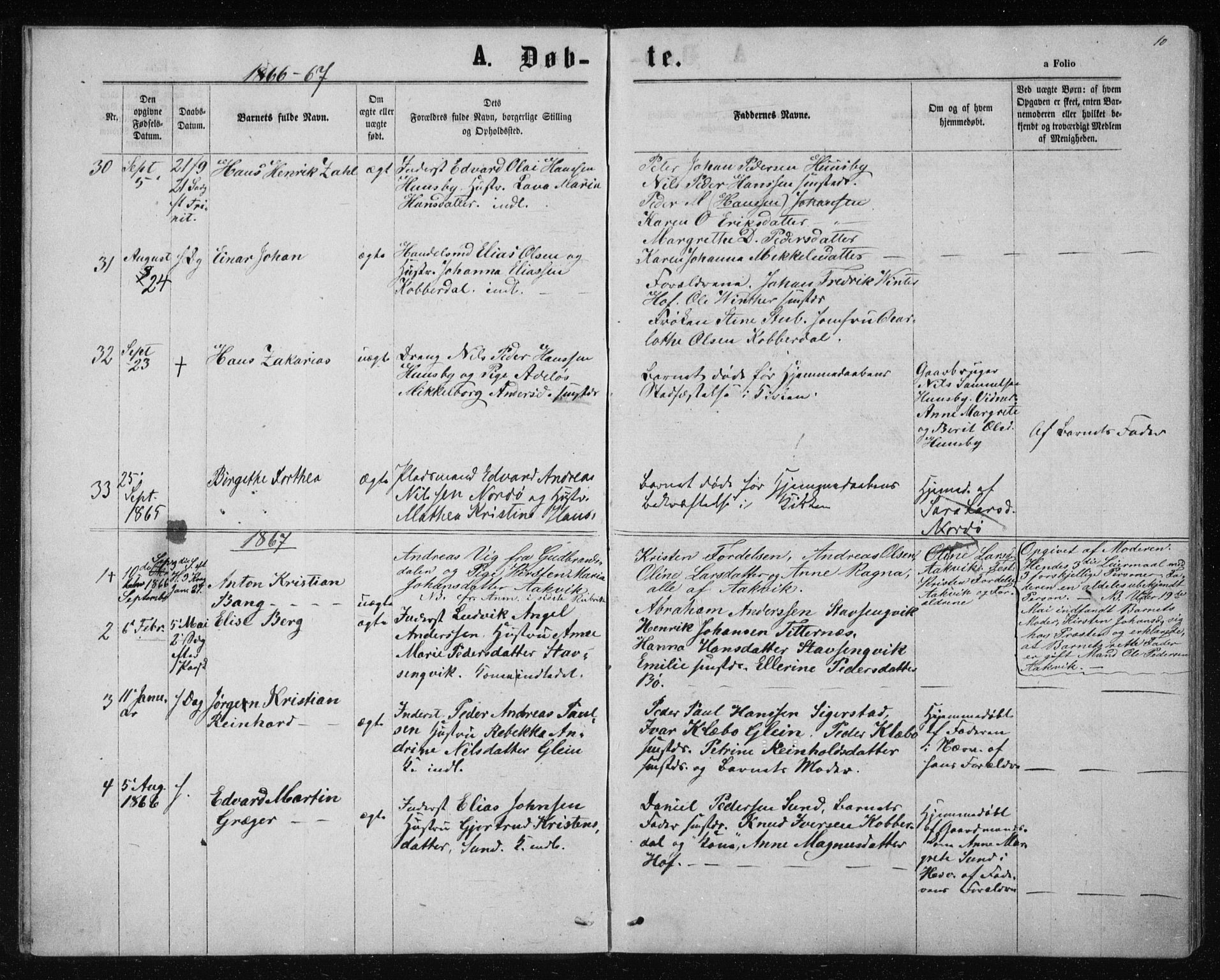 Ministerialprotokoller, klokkerbøker og fødselsregistre - Nordland, AV/SAT-A-1459/835/L0531: Parish register (copy) no. 835C03, 1865-1877, p. 10