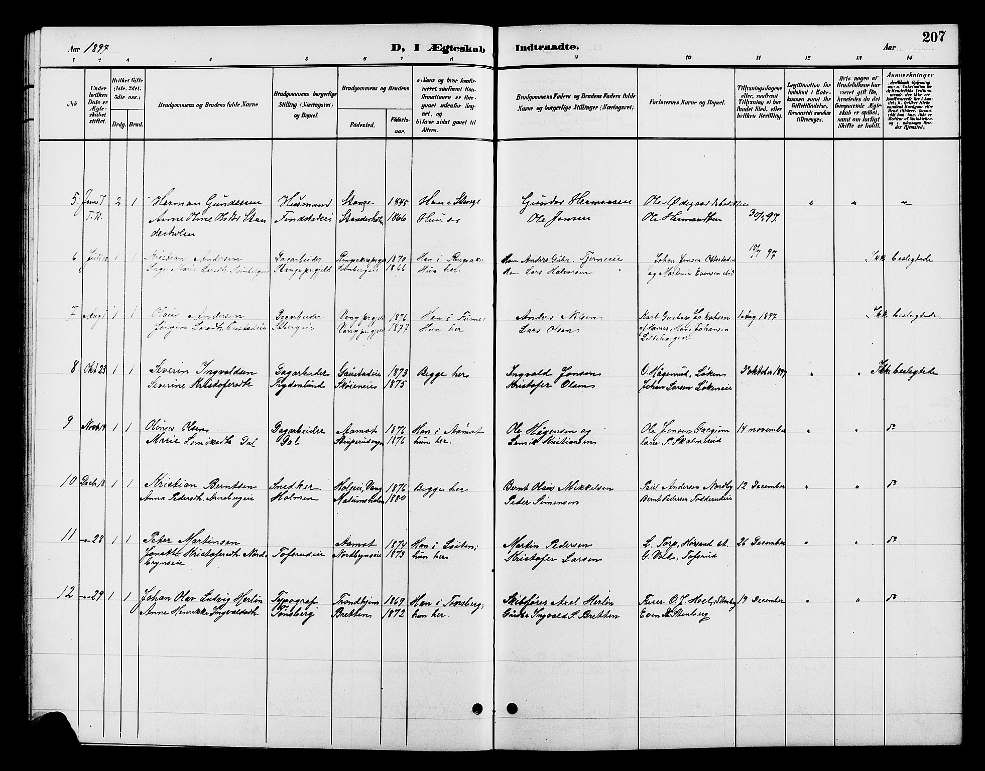 Romedal prestekontor, AV/SAH-PREST-004/L/L0012: Parish register (copy) no. 12, 1896-1914, p. 207