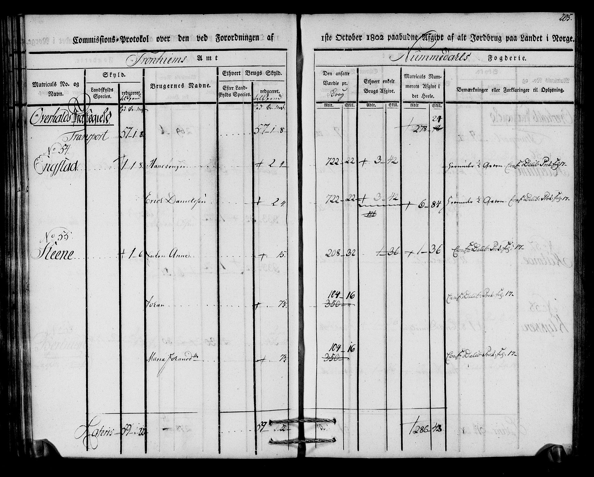 Rentekammeret inntil 1814, Realistisk ordnet avdeling, AV/RA-EA-4070/N/Ne/Nea/L0154: Namdalen fogderi. Kommisjonsprotokoll, 1803, p. 206