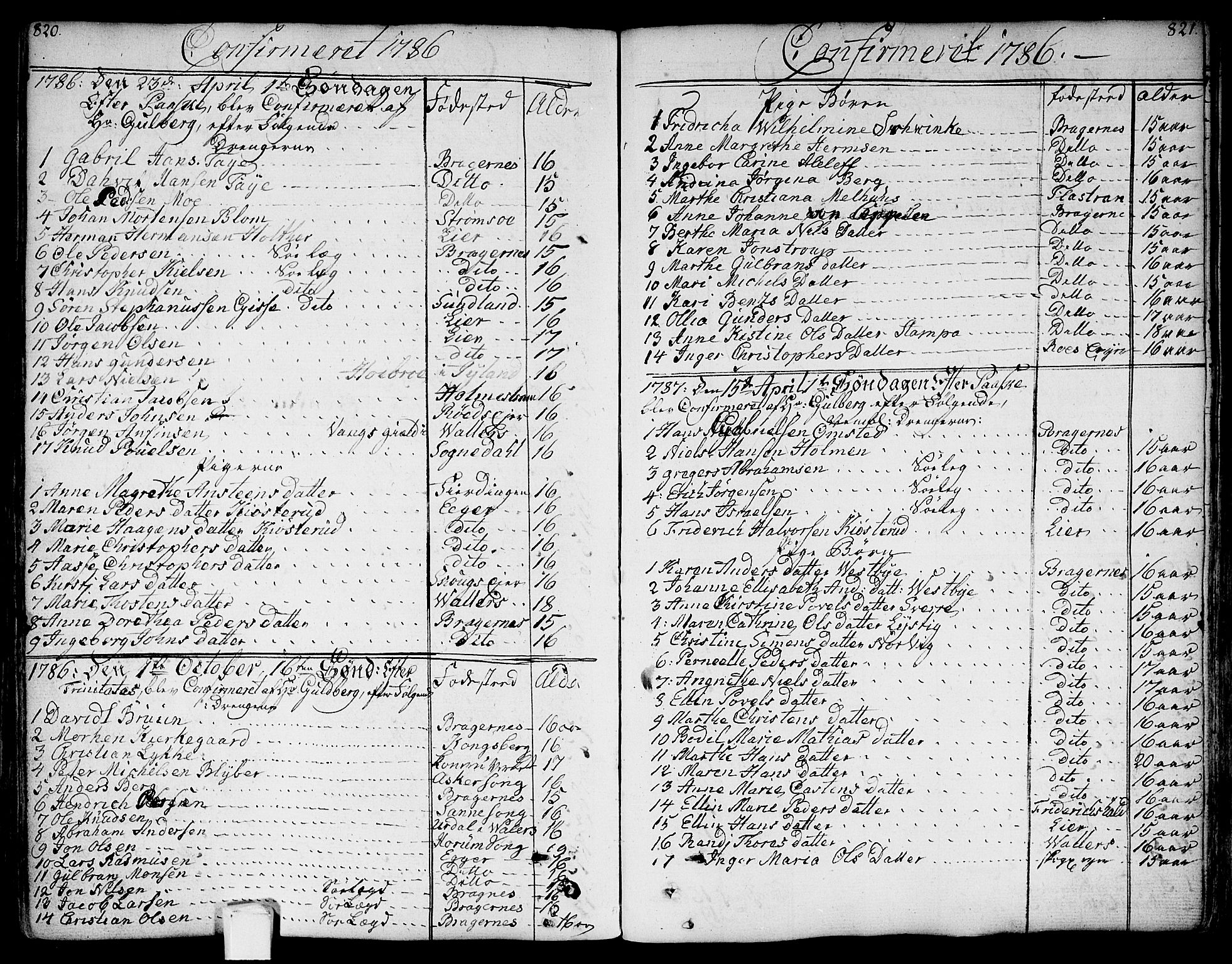 Bragernes kirkebøker, SAKO/A-6/F/Fa/L0006a: Parish register (official) no. I 6, 1782-1814, p. 820-821