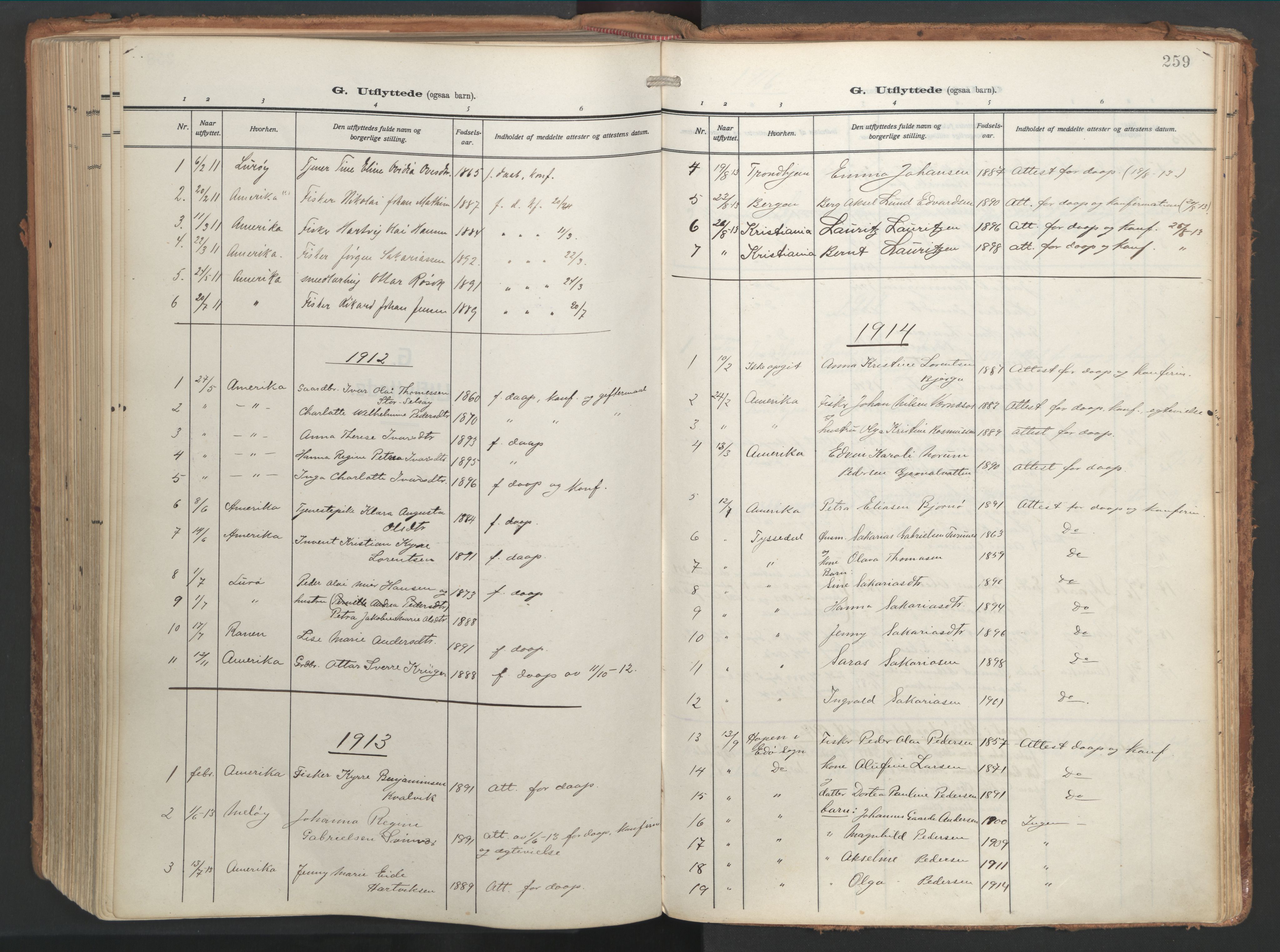 Ministerialprotokoller, klokkerbøker og fødselsregistre - Nordland, SAT/A-1459/841/L0614: Parish register (official) no. 841A17, 1911-1925, p. 259