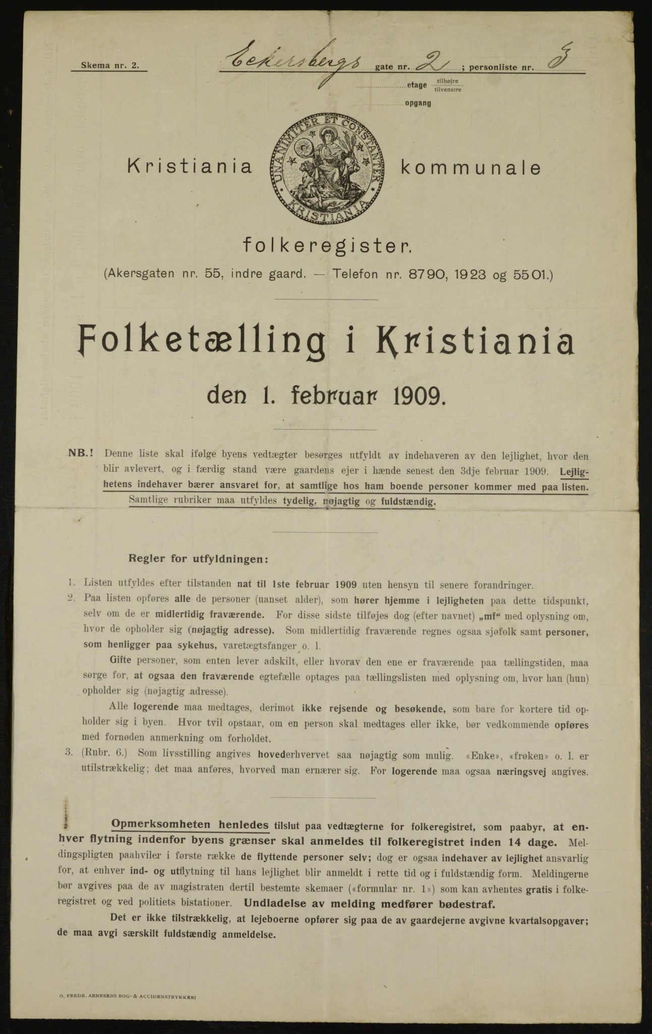 OBA, Municipal Census 1909 for Kristiania, 1909, p. 16608