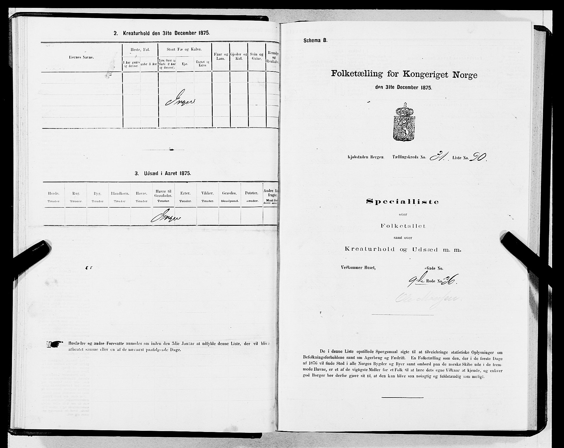 SAB, 1875 census for 1301 Bergen, 1875, p. 1609