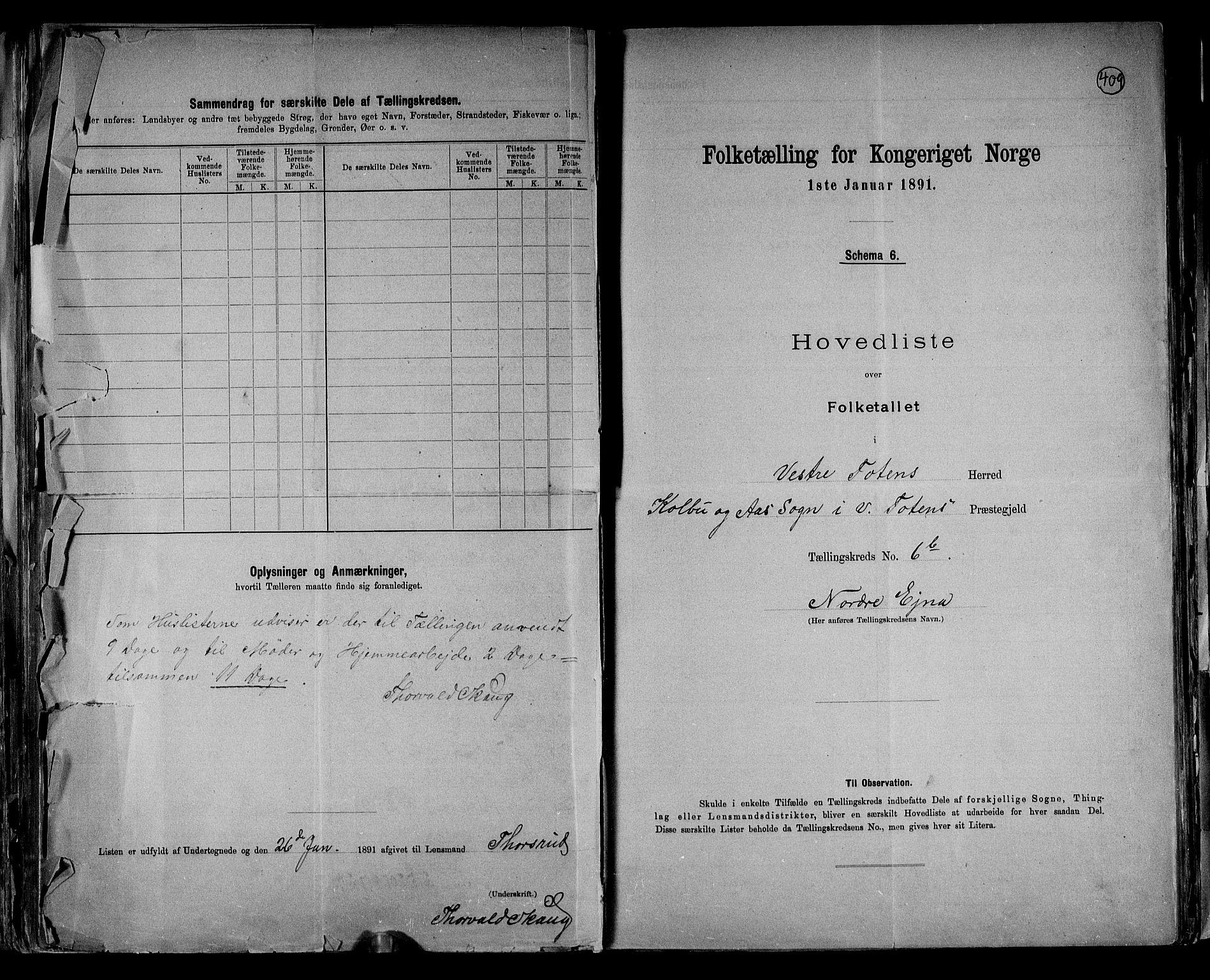 RA, 1891 census for 0529 Vestre Toten, 1891, p. 23