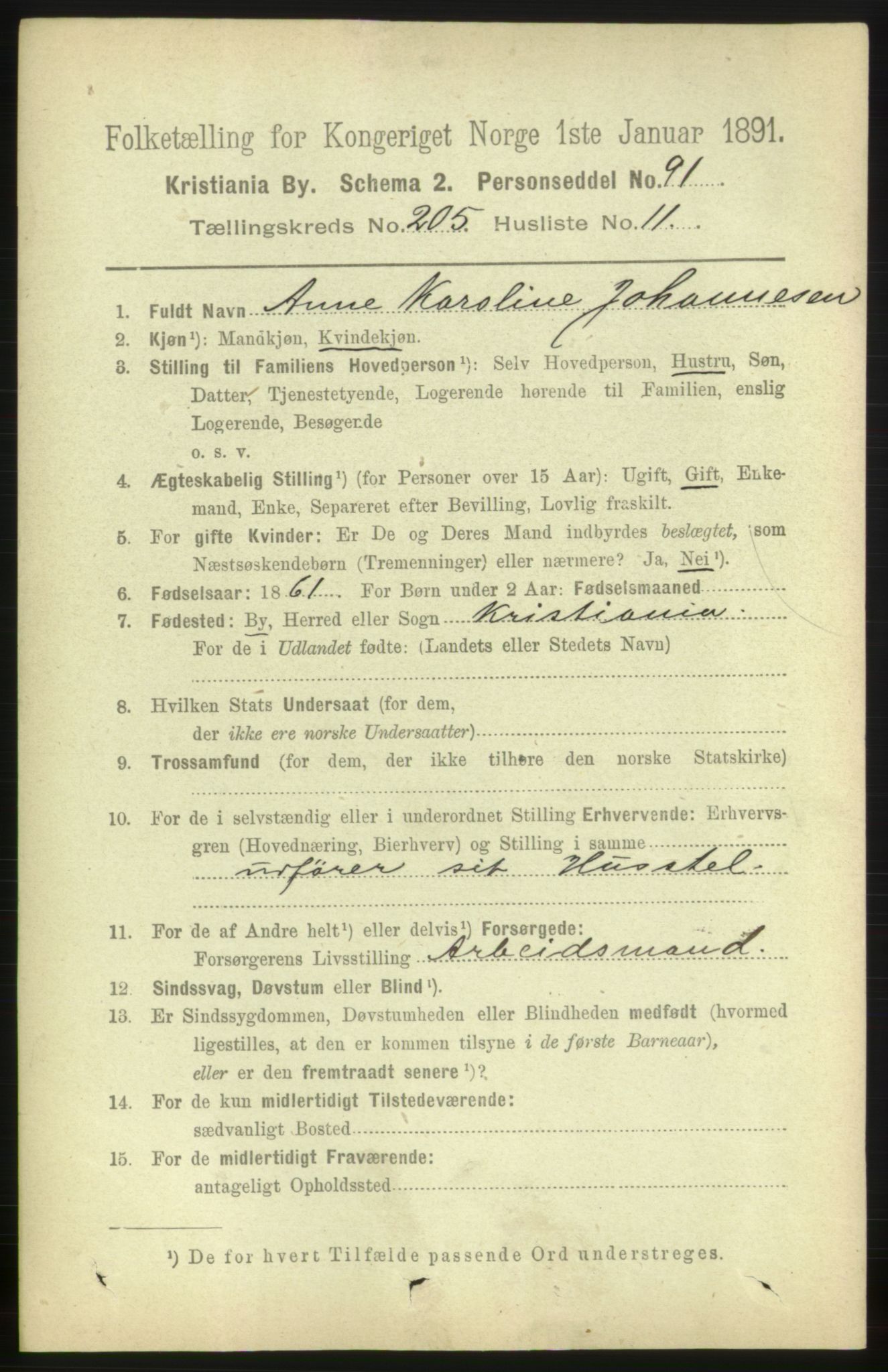 RA, 1891 census for 0301 Kristiania, 1891, p. 123826