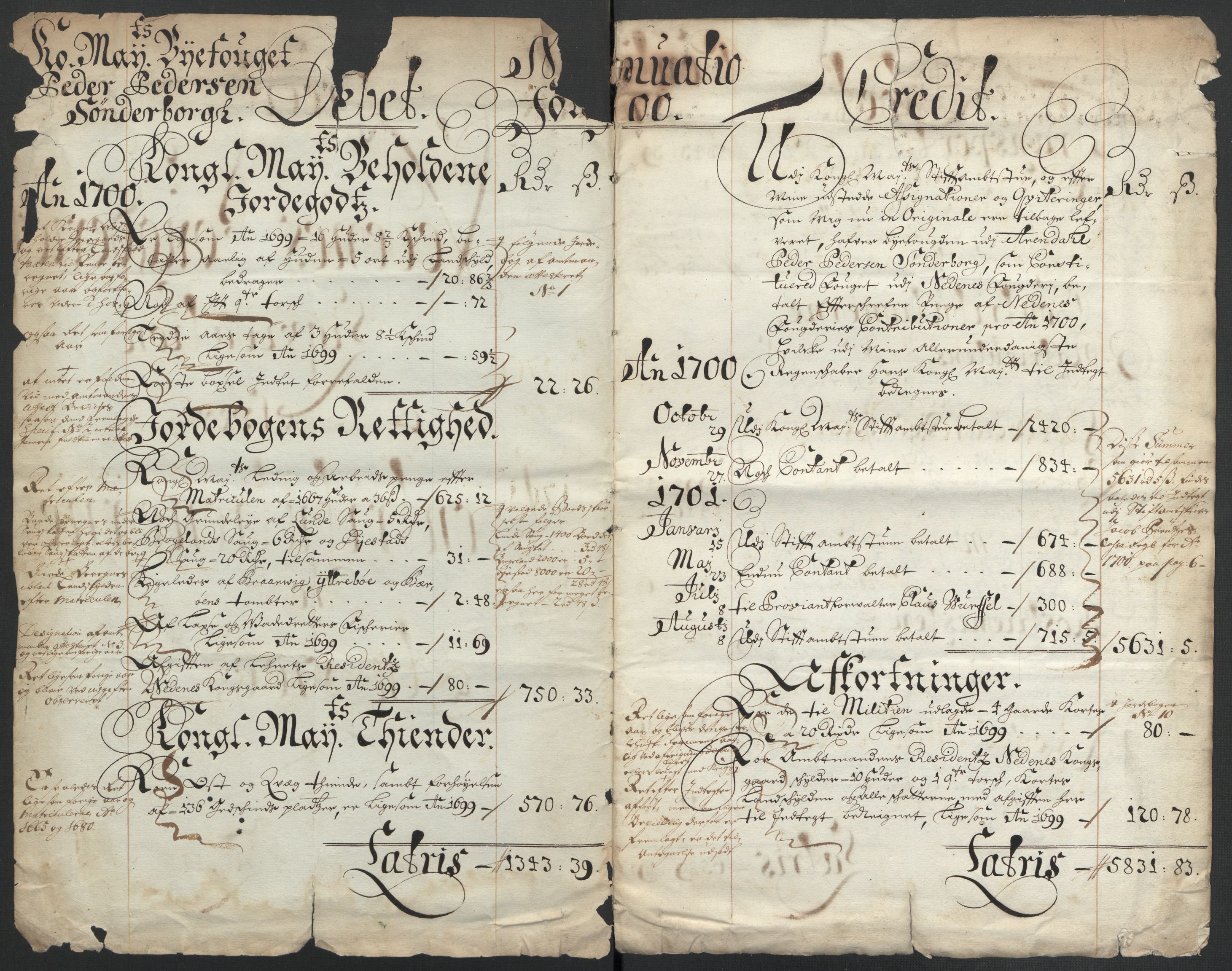 Rentekammeret inntil 1814, Reviderte regnskaper, Fogderegnskap, AV/RA-EA-4092/R39/L2315: Fogderegnskap Nedenes, 1700-1701, p. 4