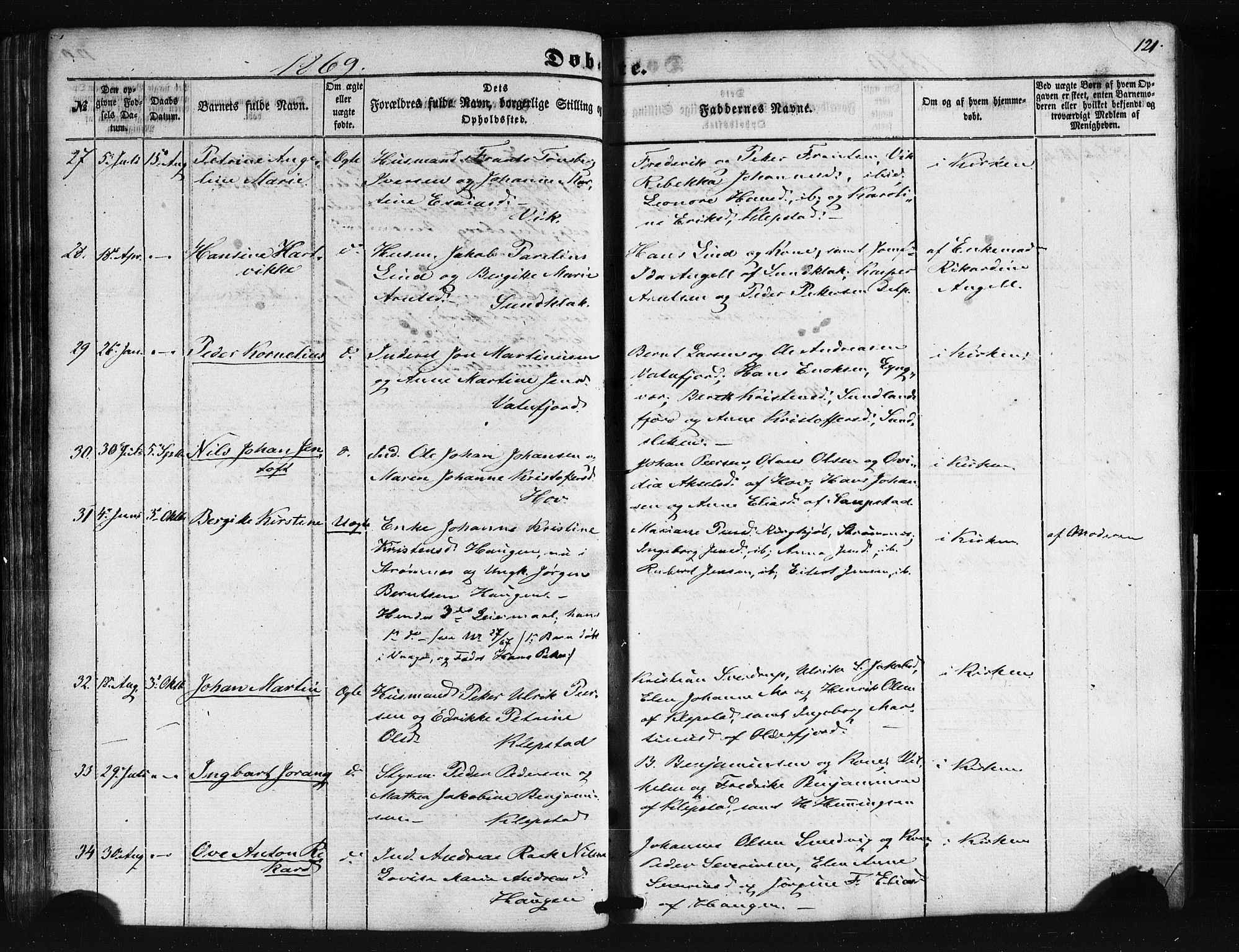 Ministerialprotokoller, klokkerbøker og fødselsregistre - Nordland, SAT/A-1459/876/L1095: Parish register (official) no. 876A01, 1863-1885, p. 121