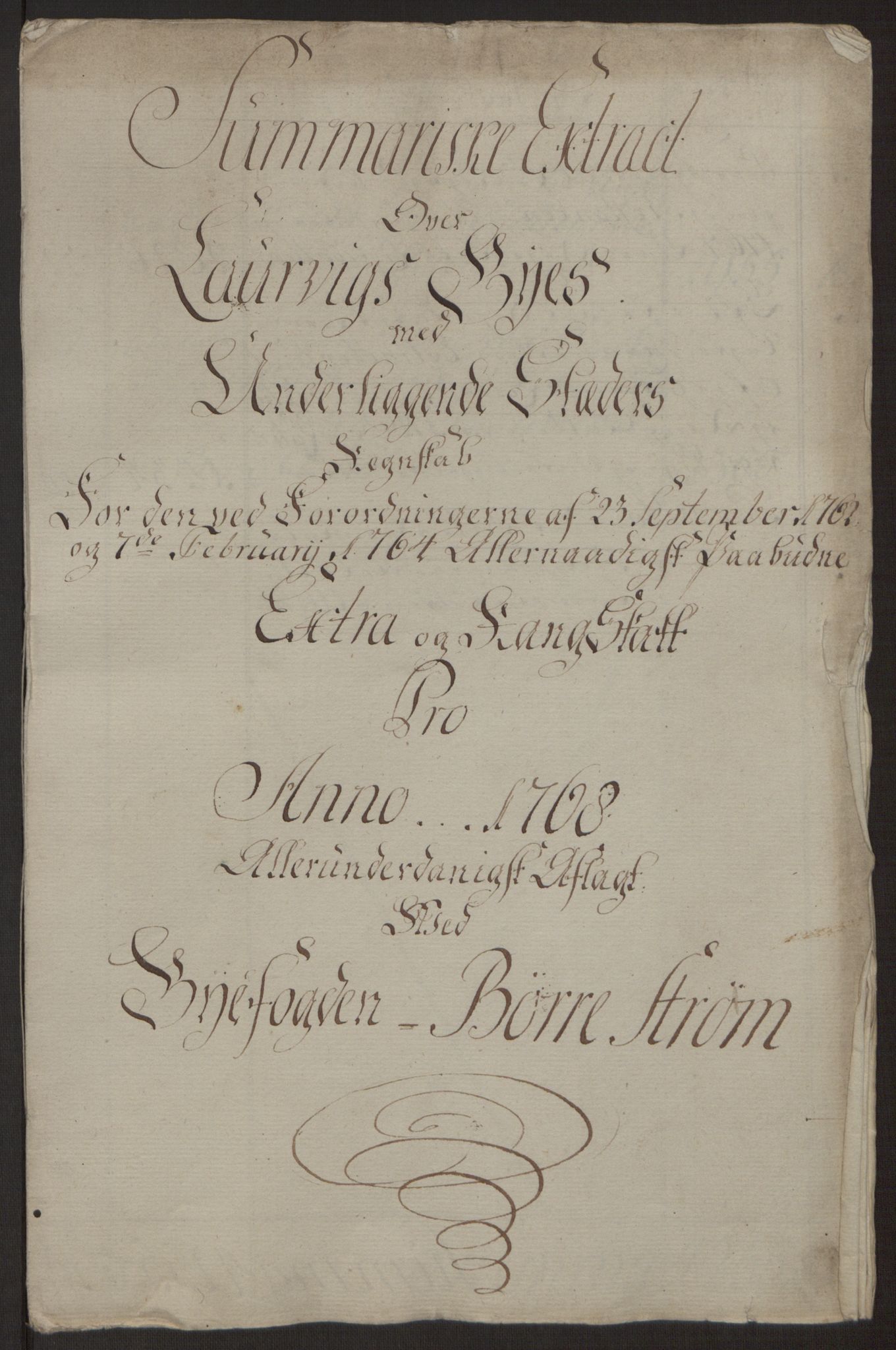 Rentekammeret inntil 1814, Reviderte regnskaper, Byregnskaper, AV/RA-EA-4066/R/Ri/L0183/0001: [I4] Kontribusjonsregnskap / Ekstraskatt, 1762-1768, p. 453