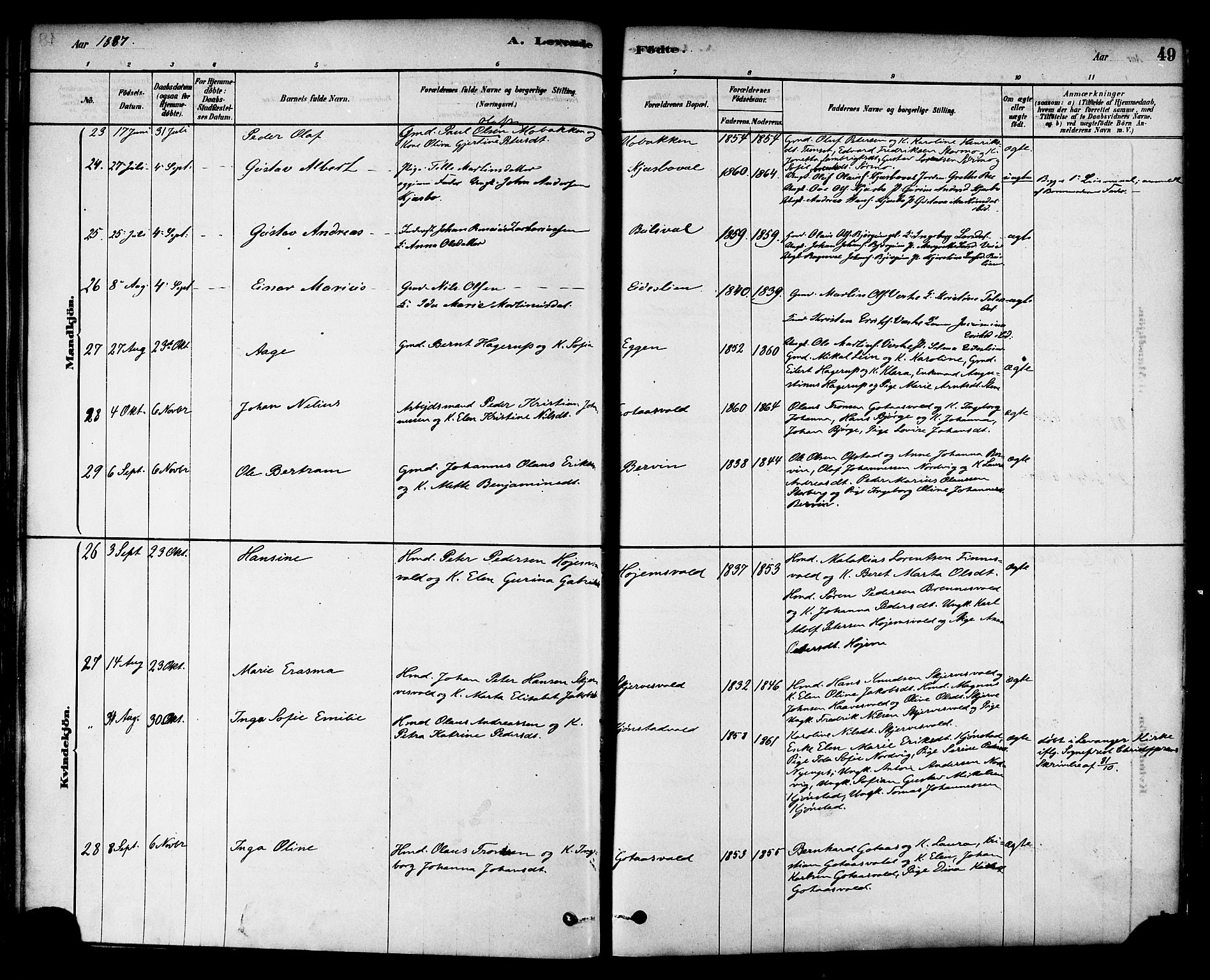 Ministerialprotokoller, klokkerbøker og fødselsregistre - Nord-Trøndelag, AV/SAT-A-1458/717/L0159: Parish register (official) no. 717A09, 1878-1898, p. 49