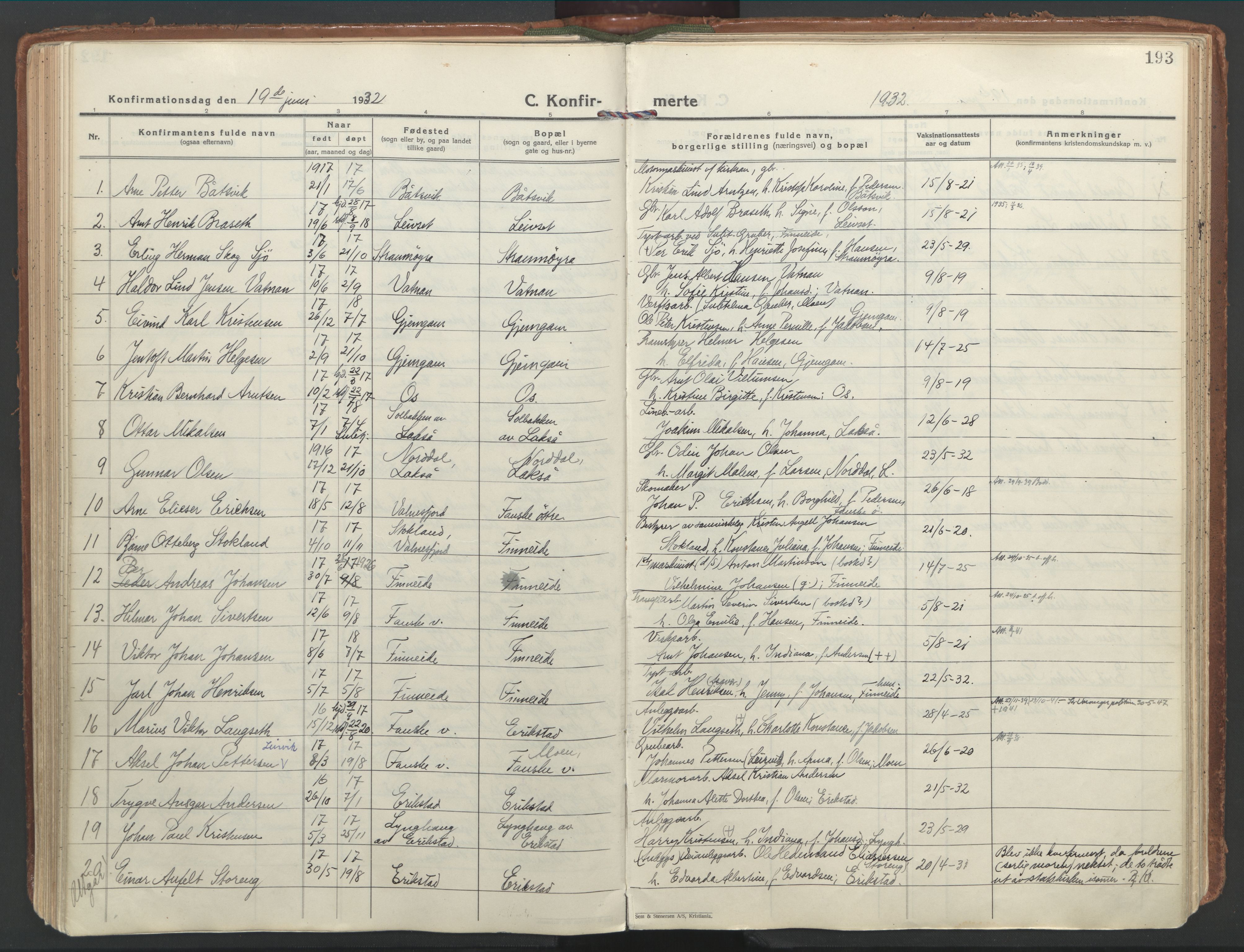 Ministerialprotokoller, klokkerbøker og fødselsregistre - Nordland, AV/SAT-A-1459/849/L0699: Parish register (official) no. 849A10, 1924-1937, p. 193