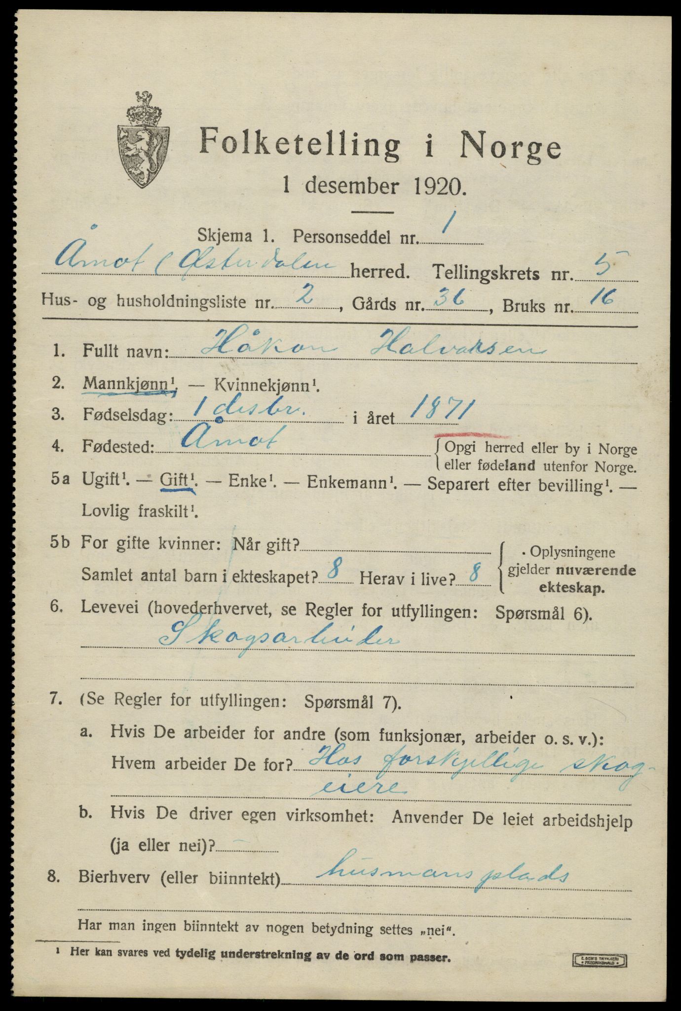 SAH, 1920 census for Åmot, 1920, p. 6661