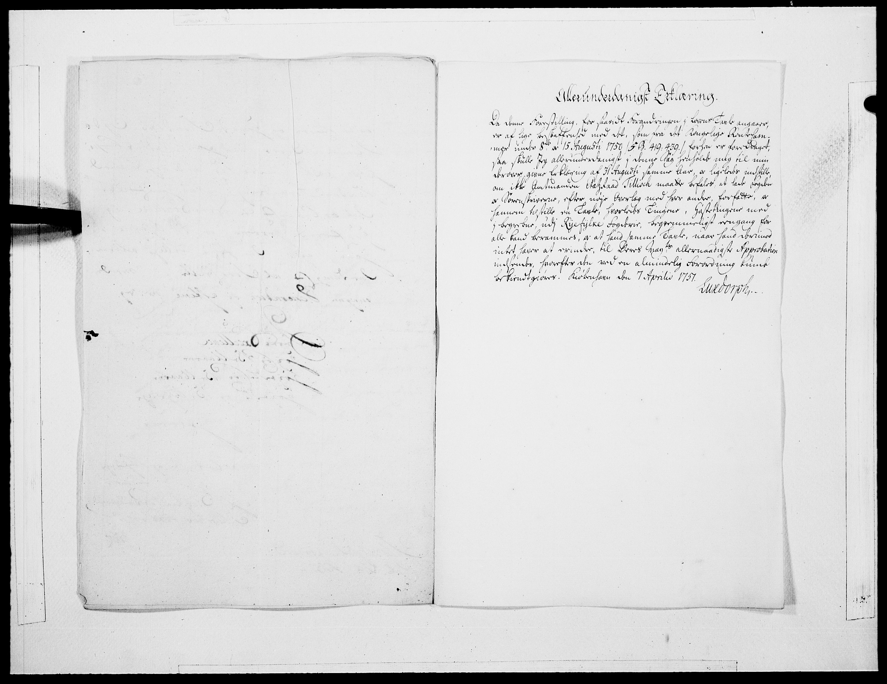 Danske Kanselli 1572-1799, RA/EA-3023/F/Fc/Fcc/Fcca/L0158: Norske innlegg 1572-1799, 1751, p. 110