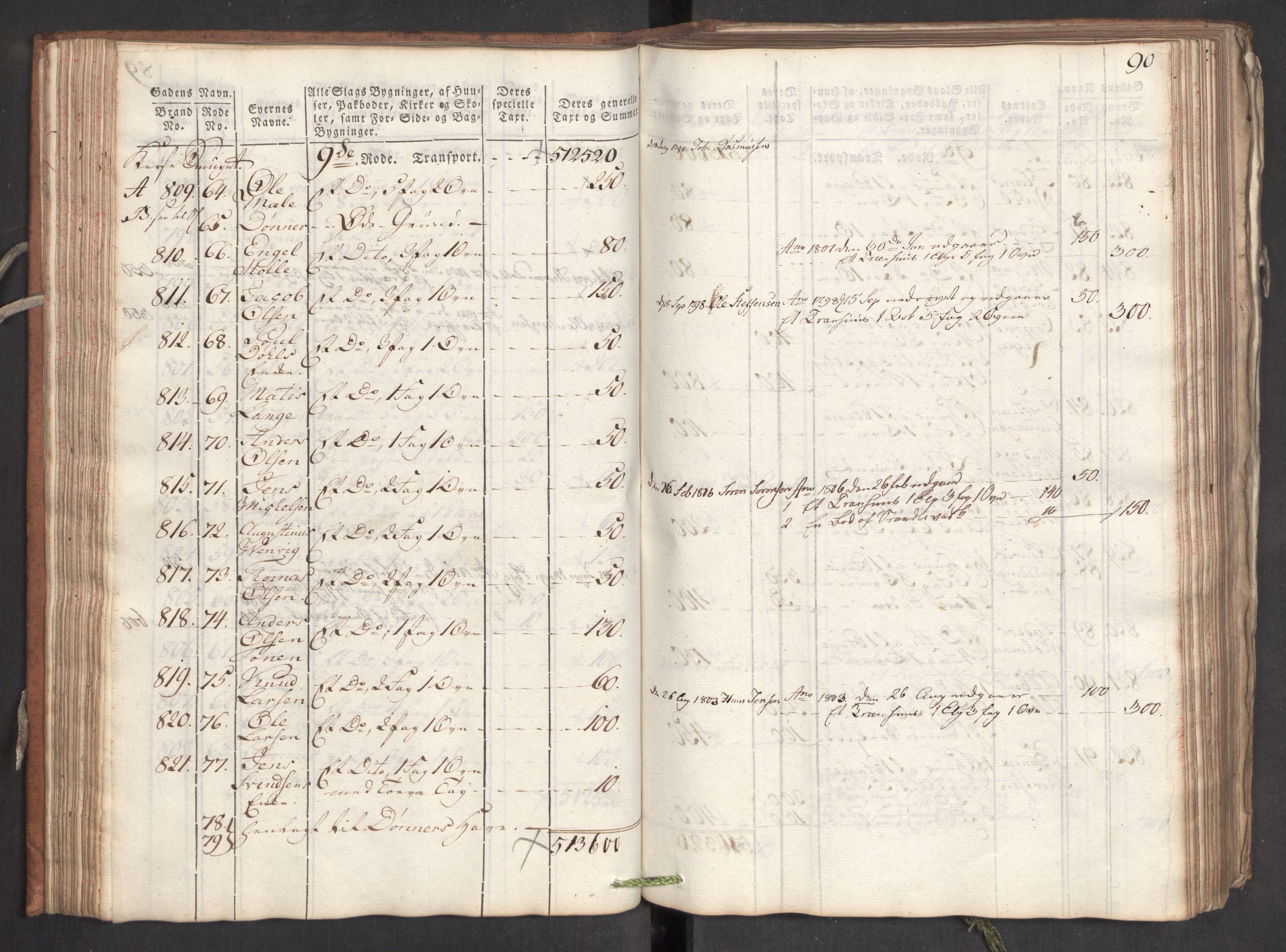 Kommersekollegiet, Brannforsikringskontoret 1767-1814, AV/RA-EA-5458/F/Fa/L0006/0001: Bergen / Branntakstprotokoll, 1797, p. 90