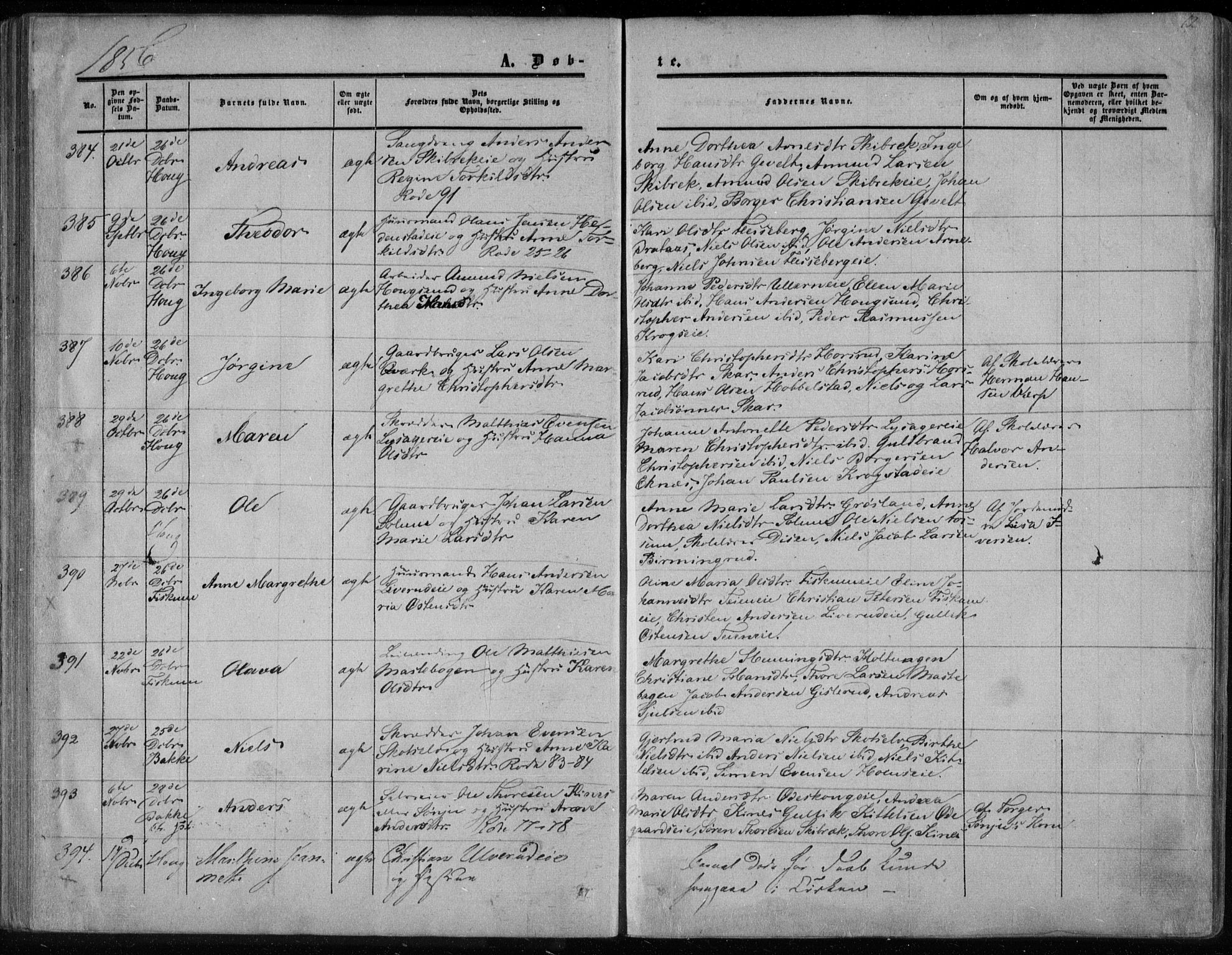 Eiker kirkebøker, SAKO/A-4/F/Fa/L0015a: Parish register (official) no. I 15A, 1854-1860, p. 62