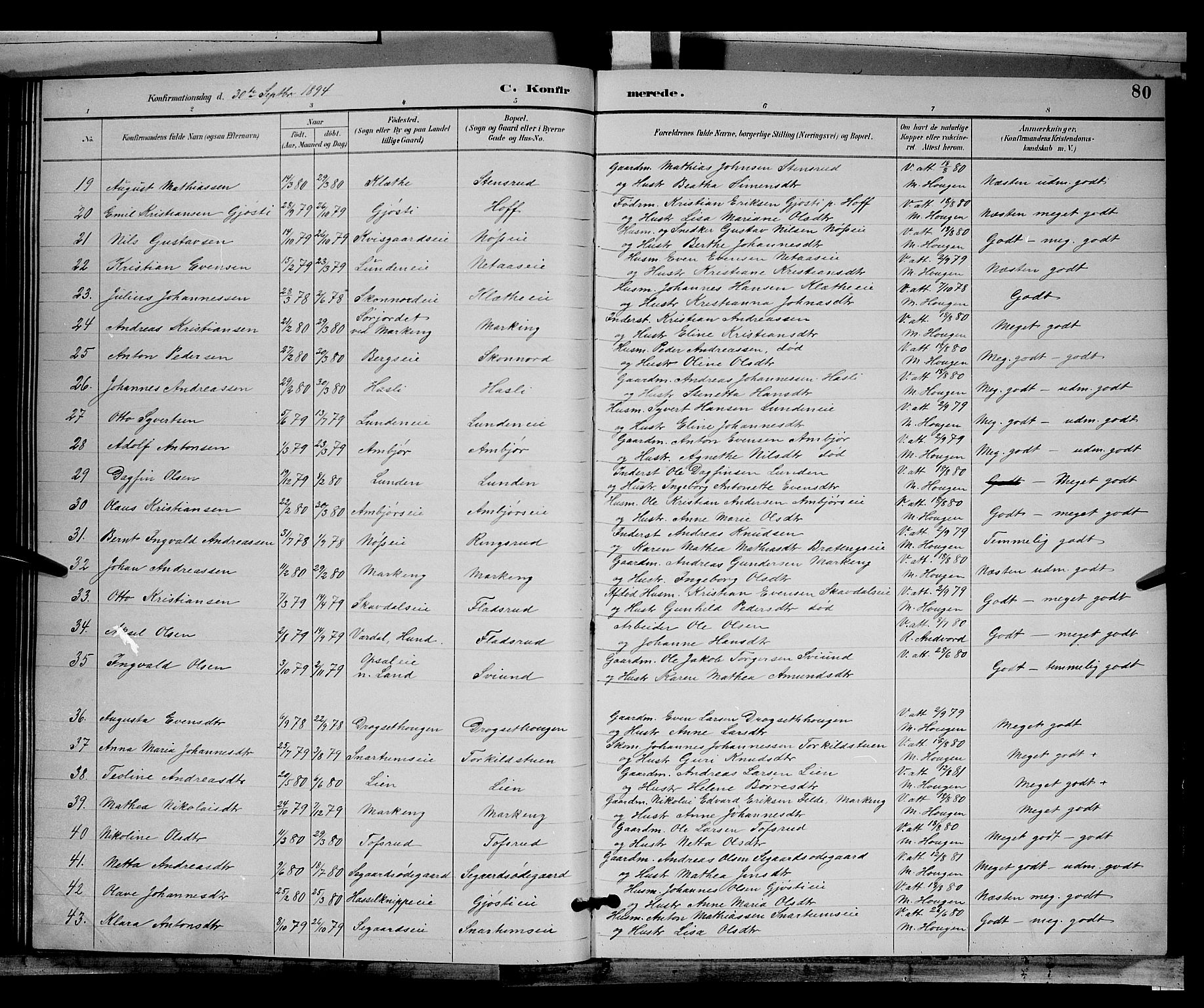 Biri prestekontor, AV/SAH-PREST-096/H/Ha/Hab/L0003: Parish register (copy) no. 3, 1892-1905, p. 80