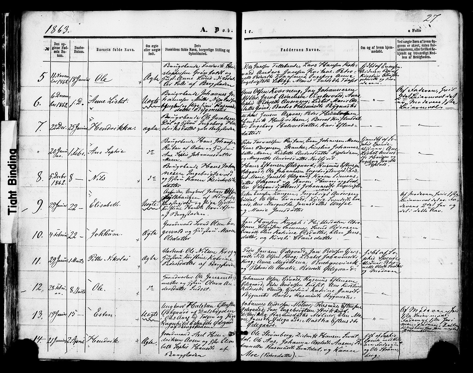 Ministerialprotokoller, klokkerbøker og fødselsregistre - Sør-Trøndelag, SAT/A-1456/681/L0932: Parish register (official) no. 681A10, 1860-1878, p. 27