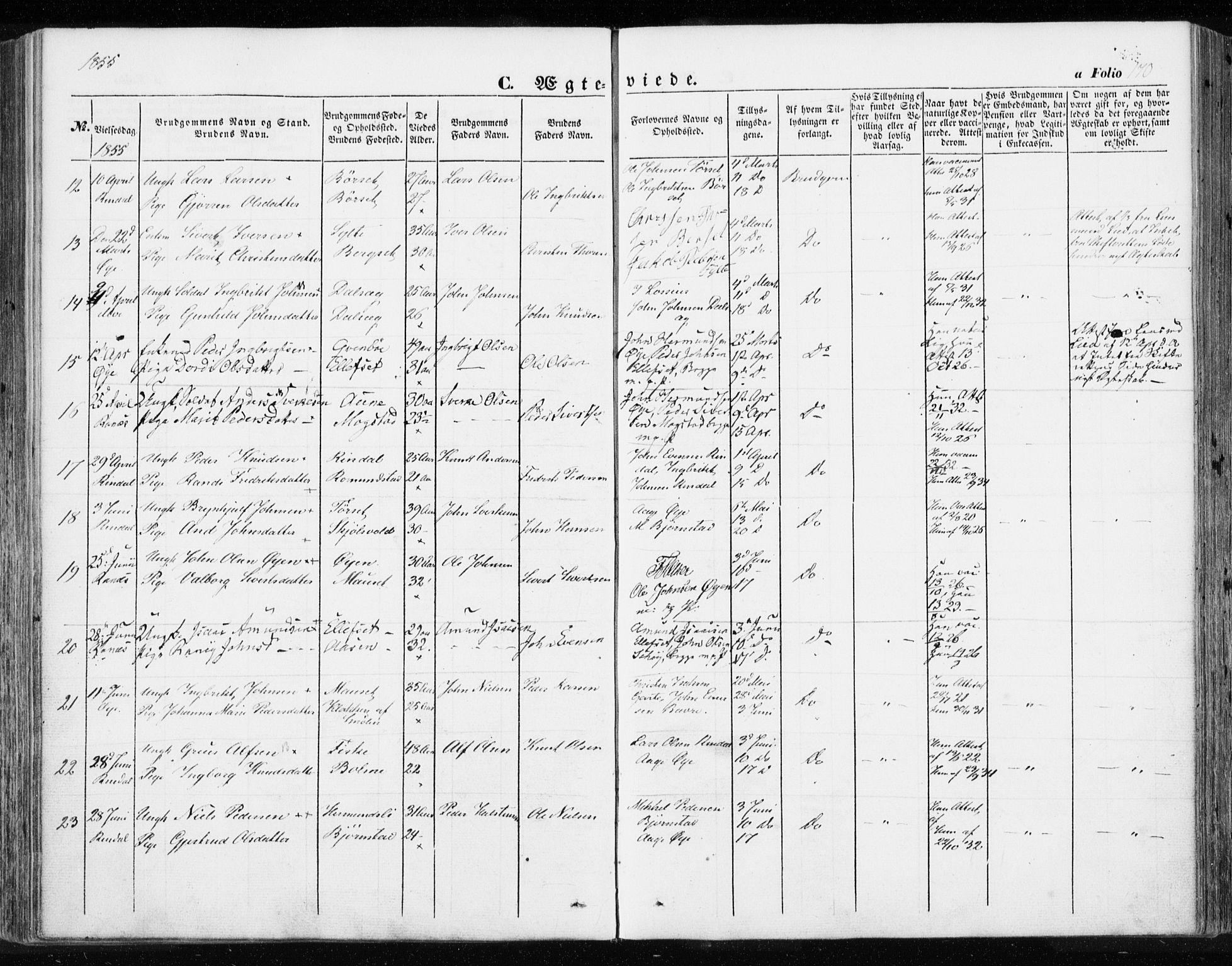 Ministerialprotokoller, klokkerbøker og fødselsregistre - Møre og Romsdal, AV/SAT-A-1454/595/L1044: Parish register (official) no. 595A06, 1852-1863, p. 170