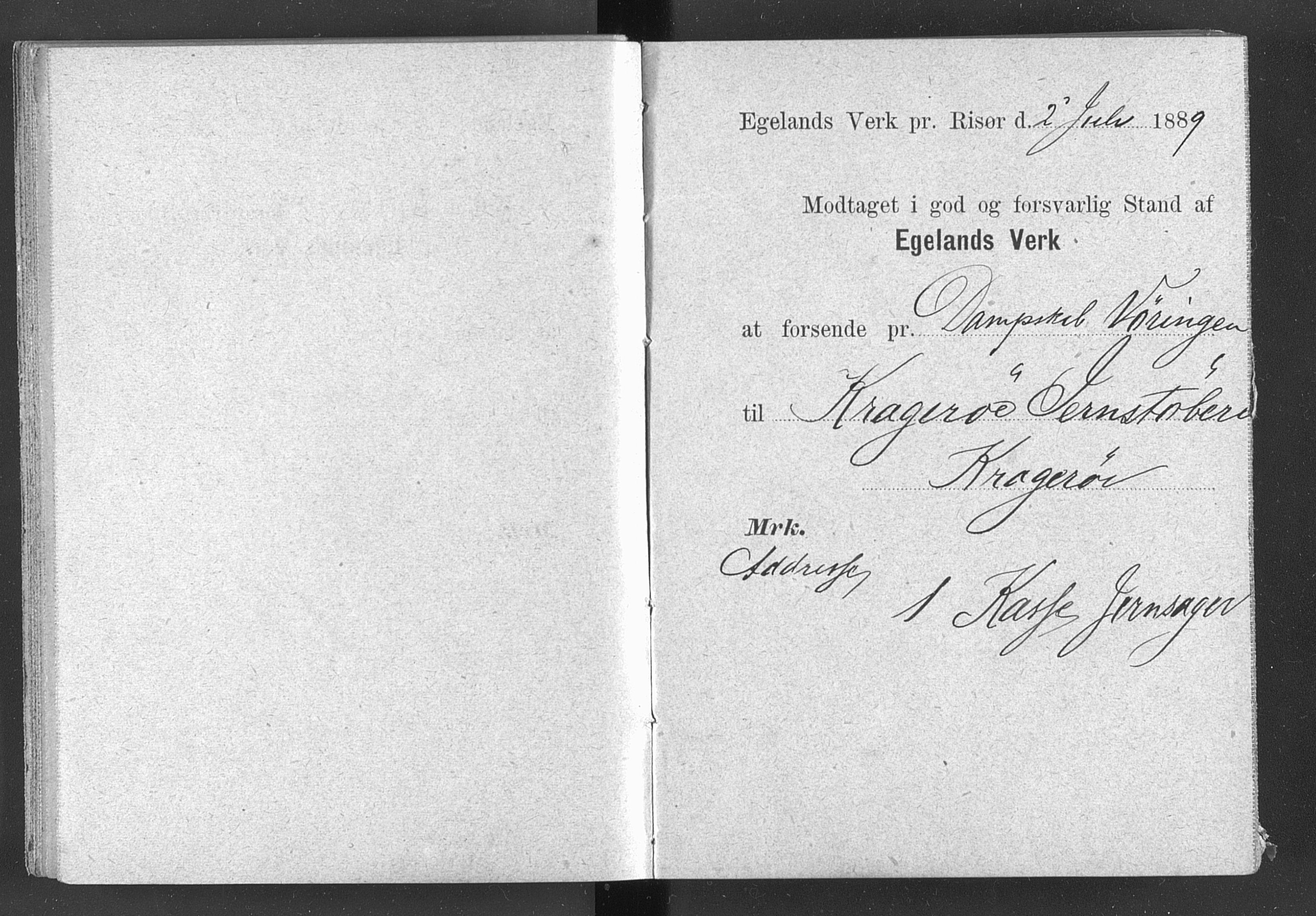 Egelands Jernverk, AAKS/PA-1907/01/L0029: Kvitteringsbok, 1888-1895