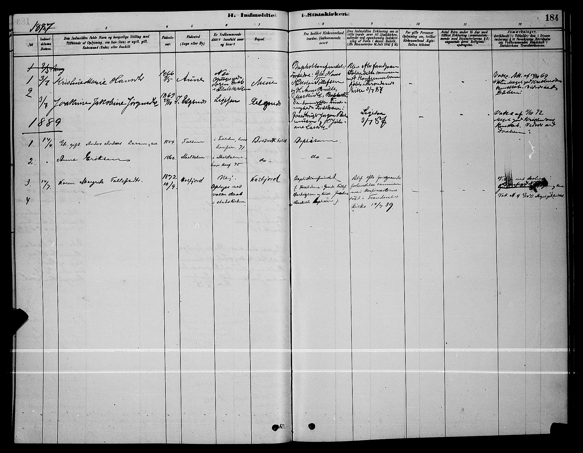 Trondenes sokneprestkontor, SATØ/S-1319/H/Hb/L0010klokker: Parish register (copy) no. 10, 1878-1890, p. 184