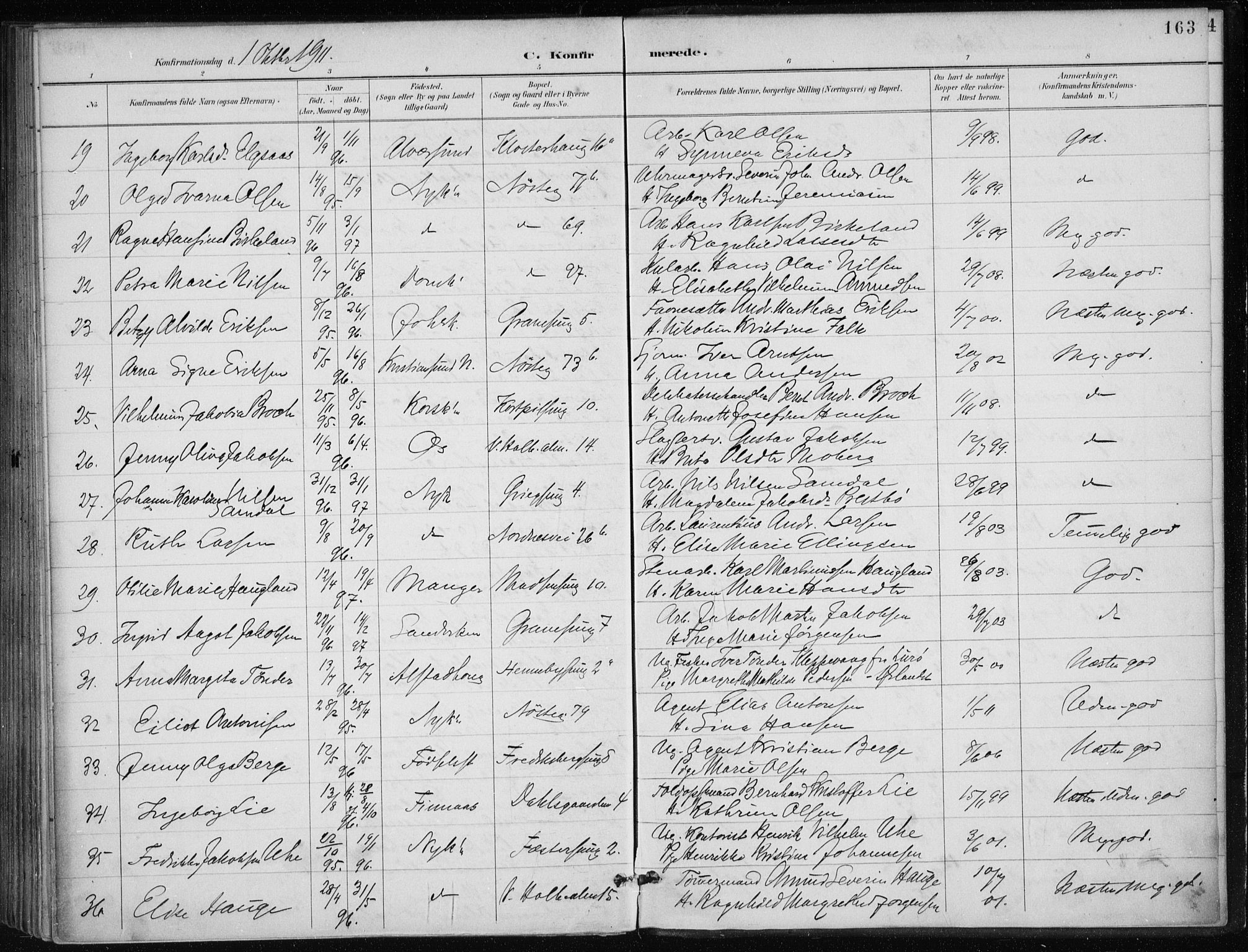 Nykirken Sokneprestembete, AV/SAB-A-77101/H/Haa/L0028: Parish register (official) no. C 7, 1887-1913, p. 163