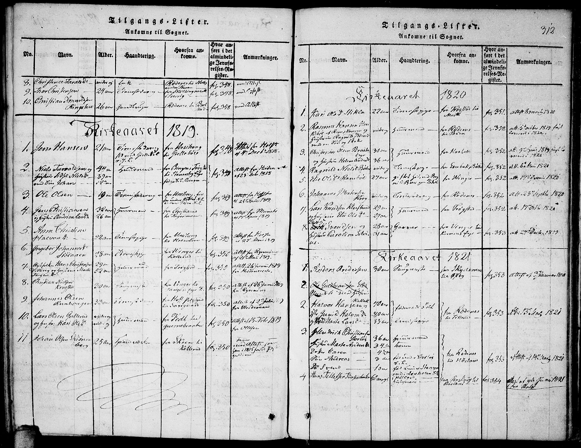 Høland prestekontor Kirkebøker, AV/SAO-A-10346a/F/Fa/L0007: Parish register (official) no. I 7, 1814-1827, p. 312