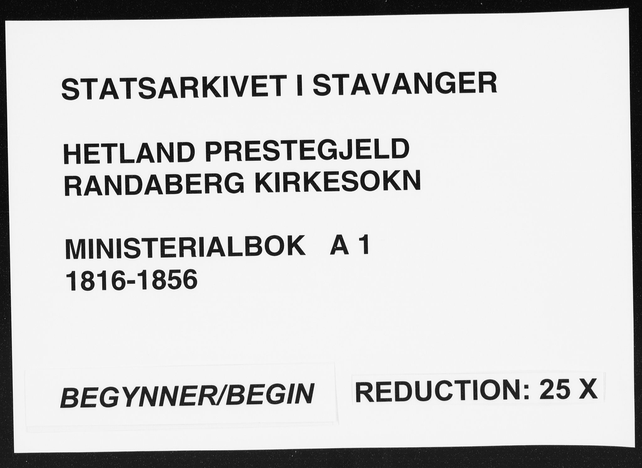 Hetland sokneprestkontor, SAST/A-101826/30/30BA/L0001: Parish register (official) no. A 1, 1816-1856