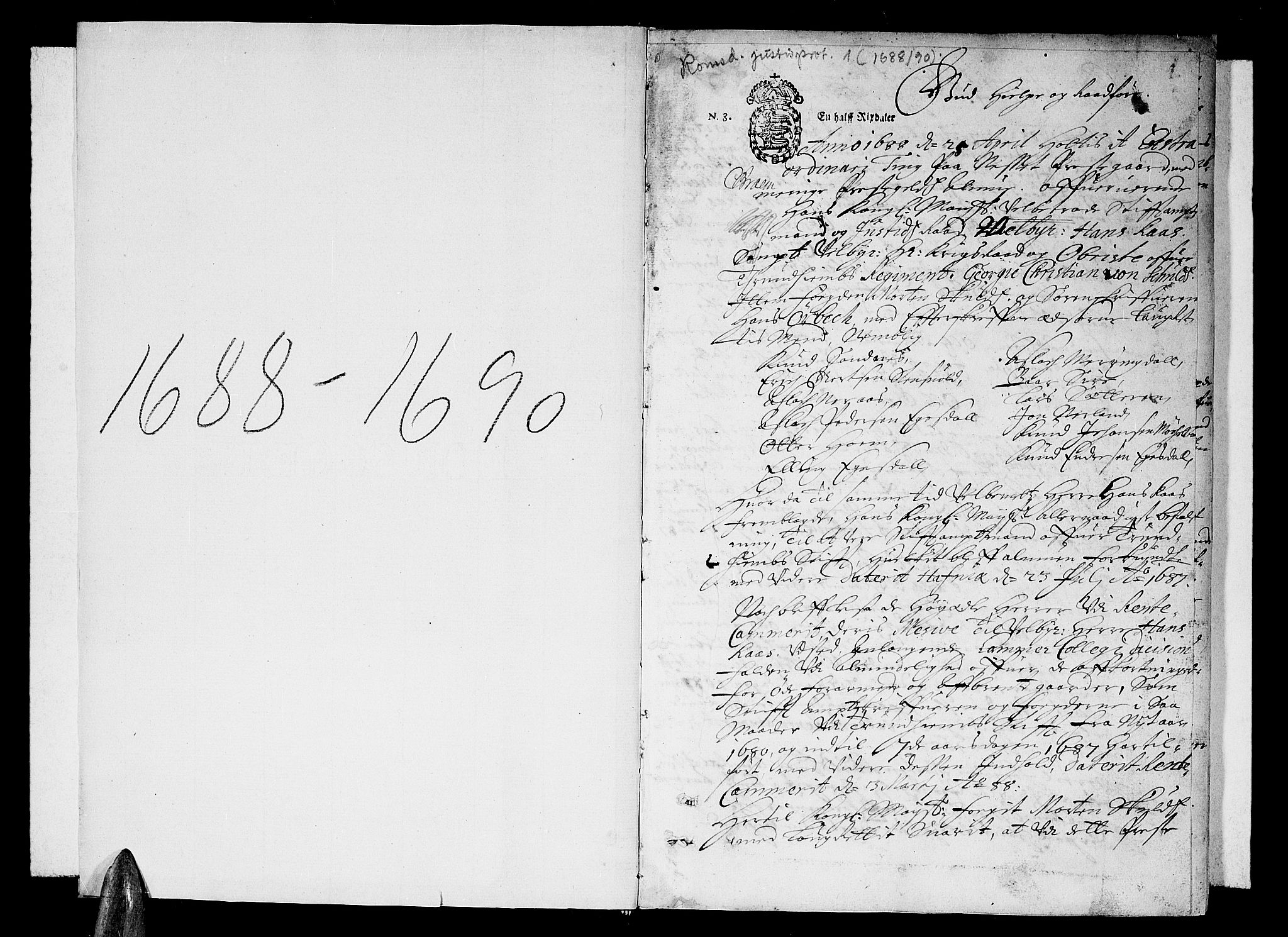 Romsdal sorenskriveri, SAT/A-4149/1/1/1A/L0001: Tingbok, 1688-1690, p. 0b-1a