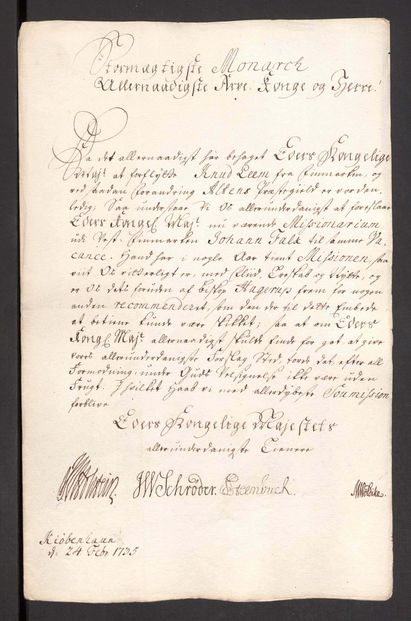 Danske Kanselli 1572-1799, AV/RA-EA-3023/F/Fc/Fcc/Fcca/L0117: Norske innlegg 1572-1799, 1735, p. 243