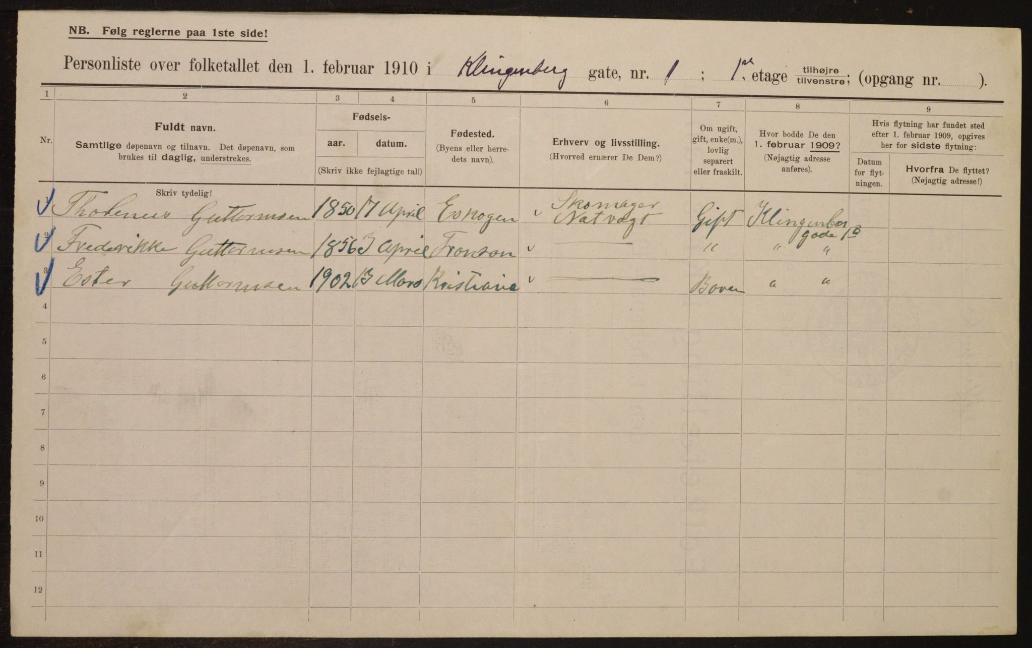 OBA, Municipal Census 1910 for Kristiania, 1910, p. 50394