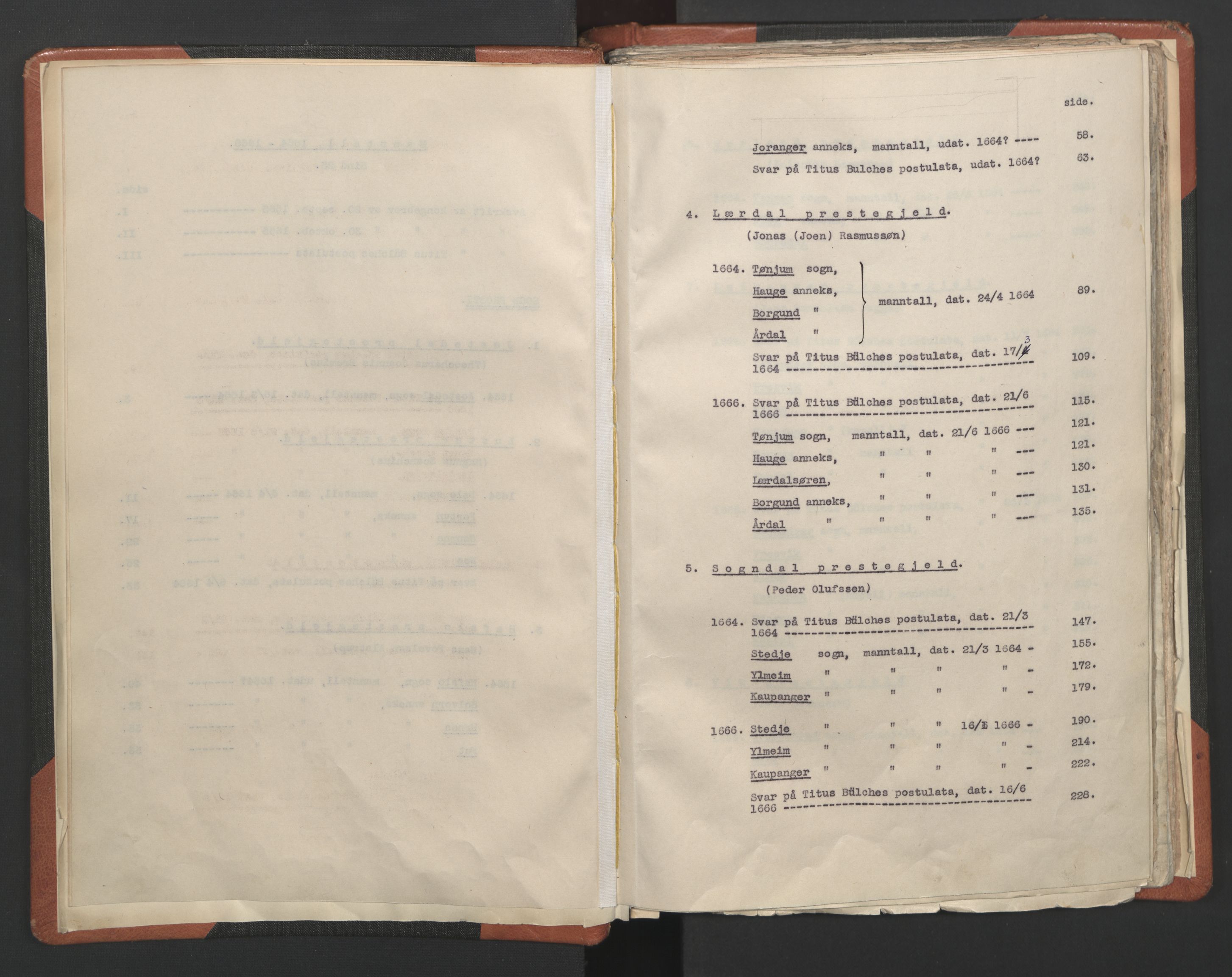 RA, Vicar's Census 1664-1666, no. 23: Sogn deanery, 1664-1666