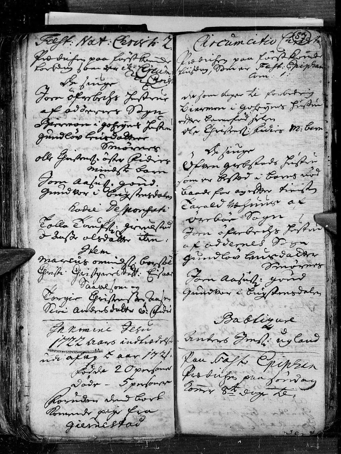 Søgne sokneprestkontor, SAK/1111-0037/F/Fa/Faa/L0001: Parish register (official) no. A 1, 1716-1740, p. 57