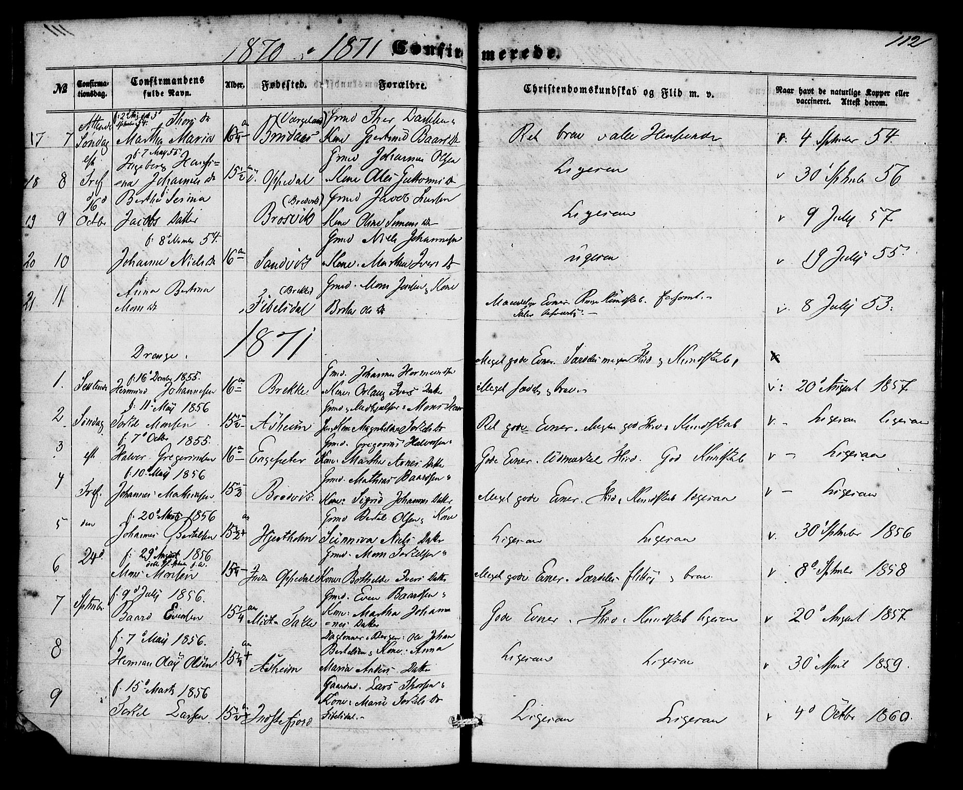 Gulen sokneprestembete, SAB/A-80201/H/Haa/Haac/L0001: Parish register (official) no. C 1, 1859-1881, p. 112