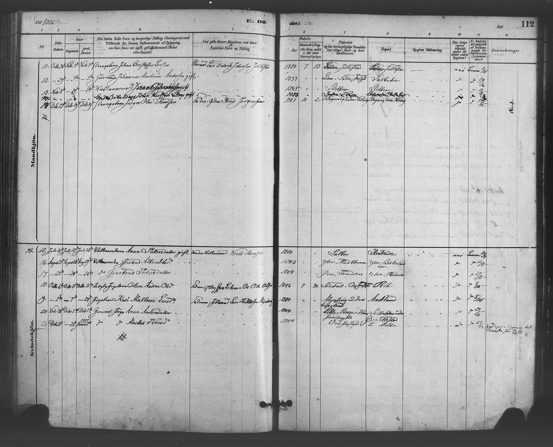 Fana Sokneprestembete, AV/SAB-A-75101/H/Haa/Haab/L0001: Parish register (official) no. B 1, 1878-1889, p. 112