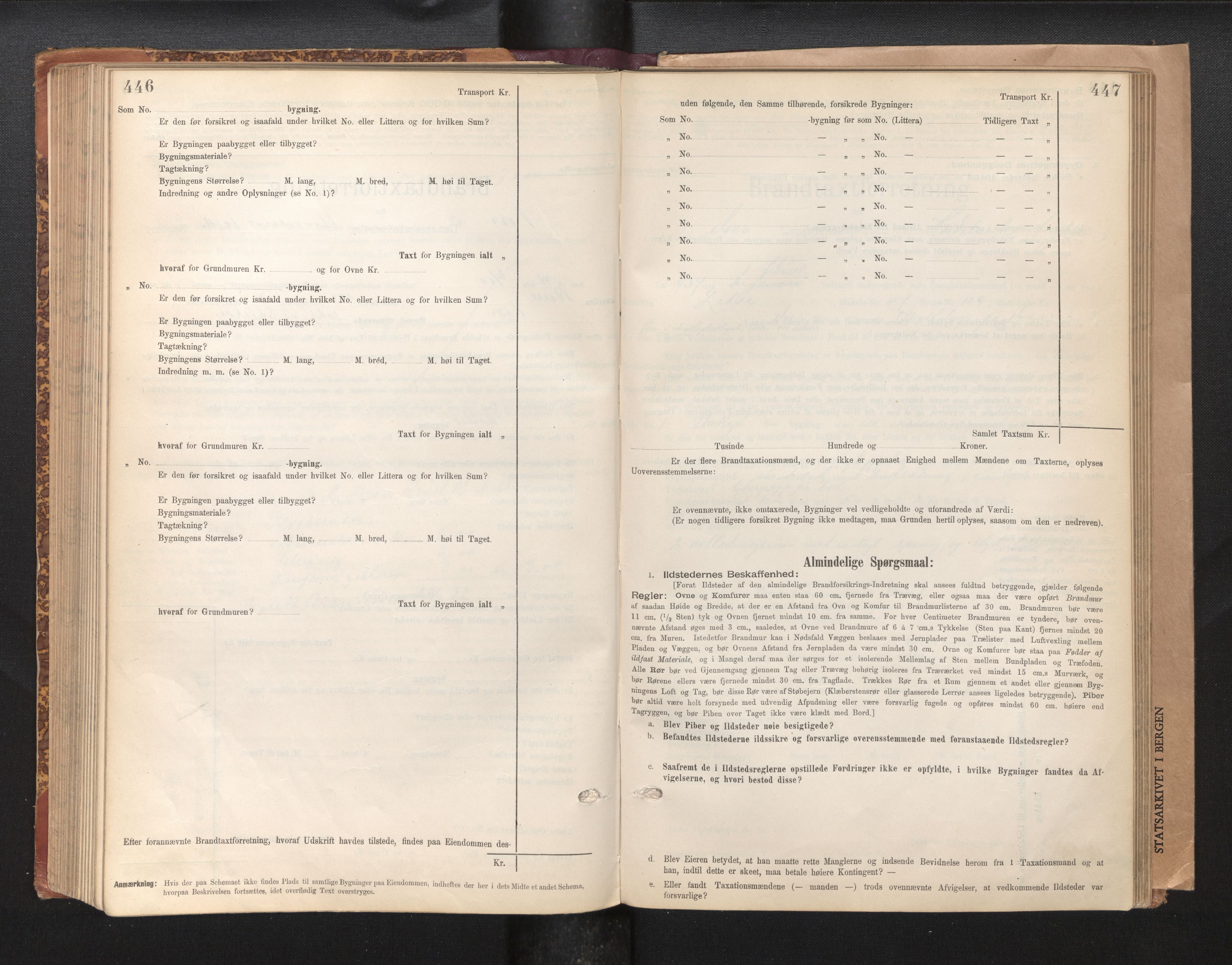 Lensmannen i Voss, AV/SAB-A-35801/0012/L0008: Branntakstprotokoll, skjematakst, 1895-1945, p. 446-447
