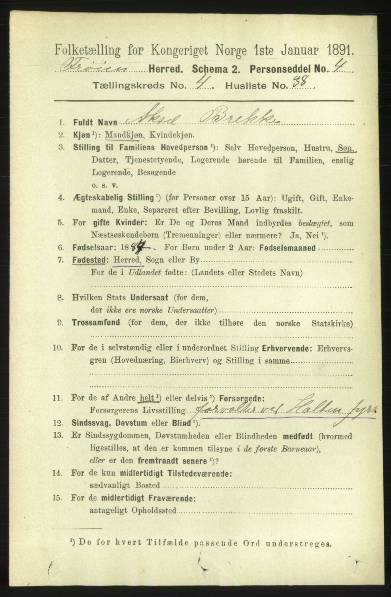 RA, 1891 census for 1619 Frøya, 1891, p. 3228