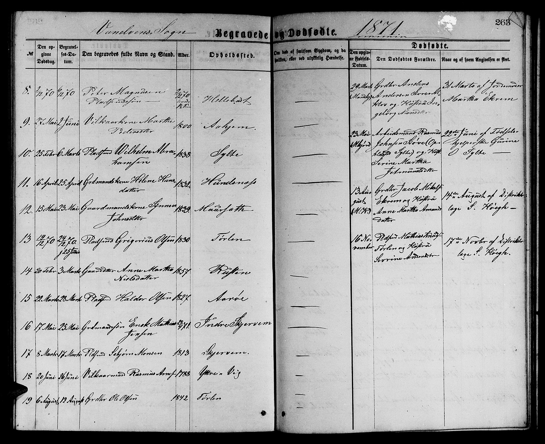 Ministerialprotokoller, klokkerbøker og fødselsregistre - Møre og Romsdal, SAT/A-1454/501/L0016: Parish register (copy) no. 501C02, 1868-1884, p. 263