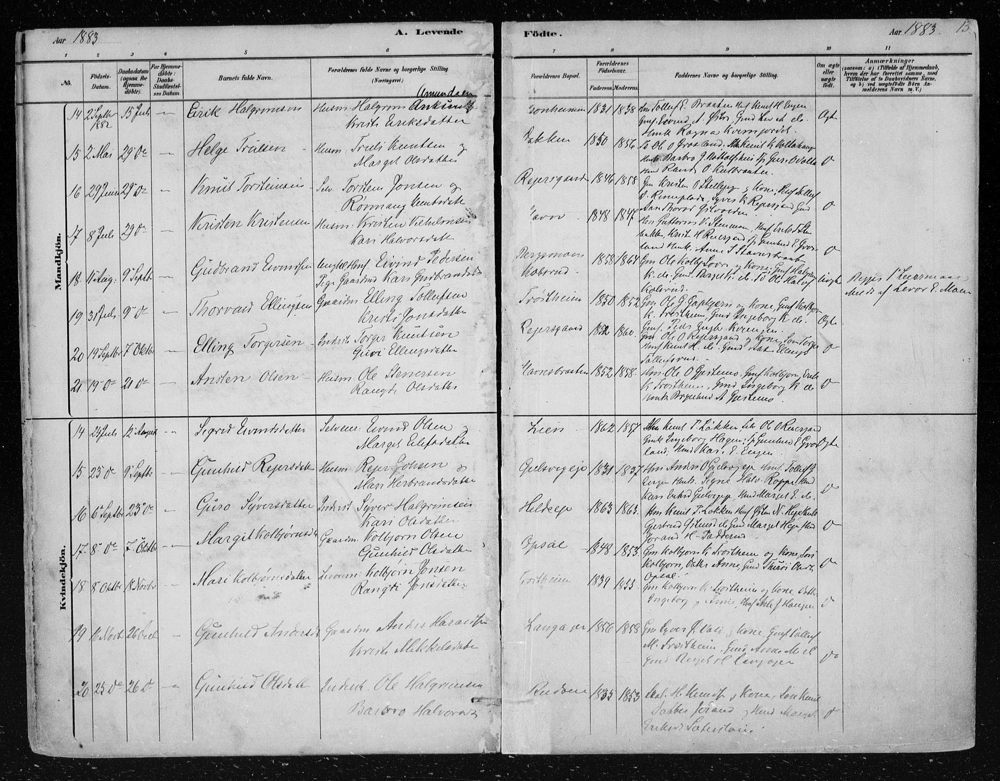 Nes kirkebøker, SAKO/A-236/F/Fa/L0012: Parish register (official) no. 12, 1881-1917, p. 13