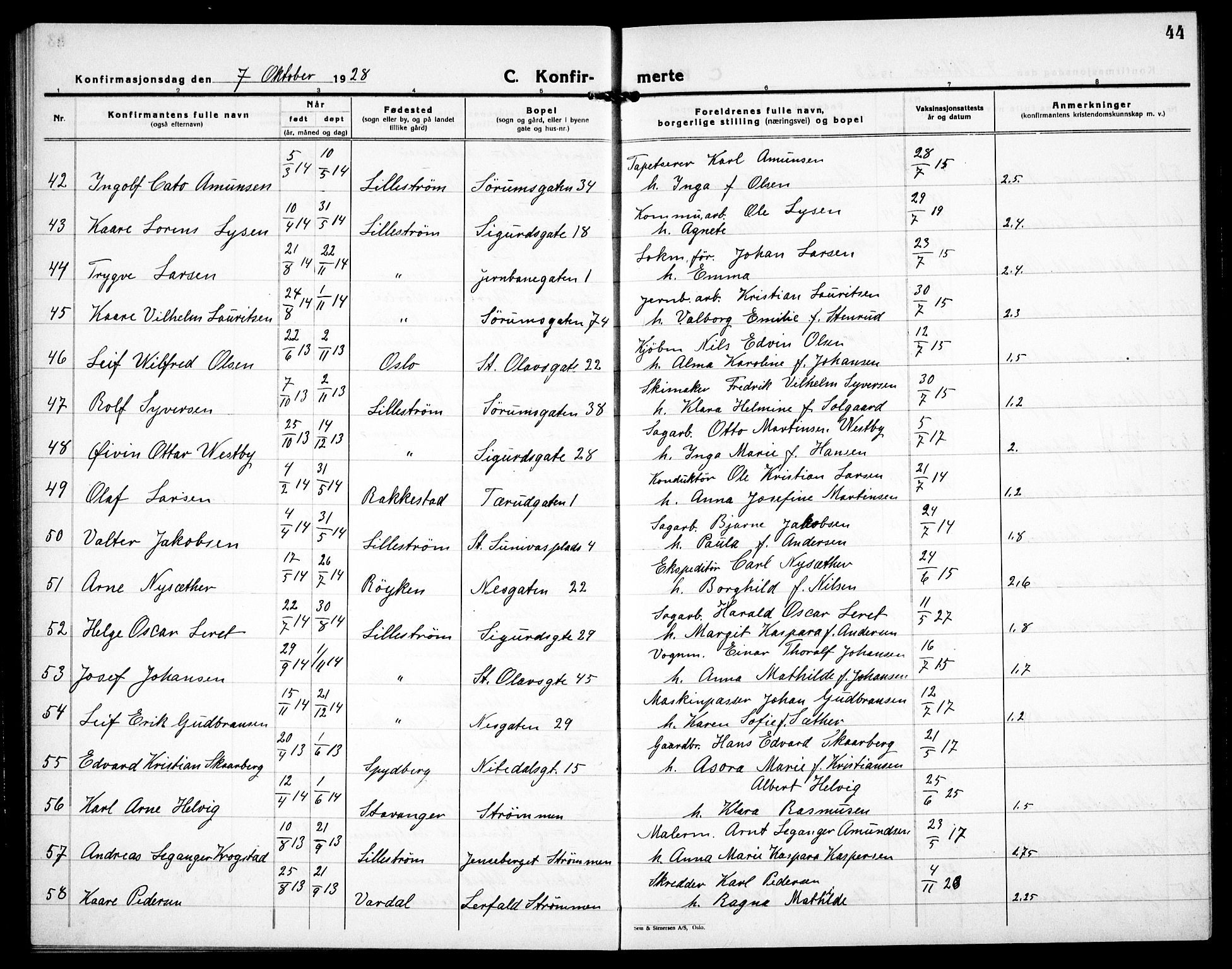 Skedsmo prestekontor Kirkebøker, AV/SAO-A-10033a/G/Gc/L0003: Parish register (copy) no. III 4, 1926-1939, p. 44