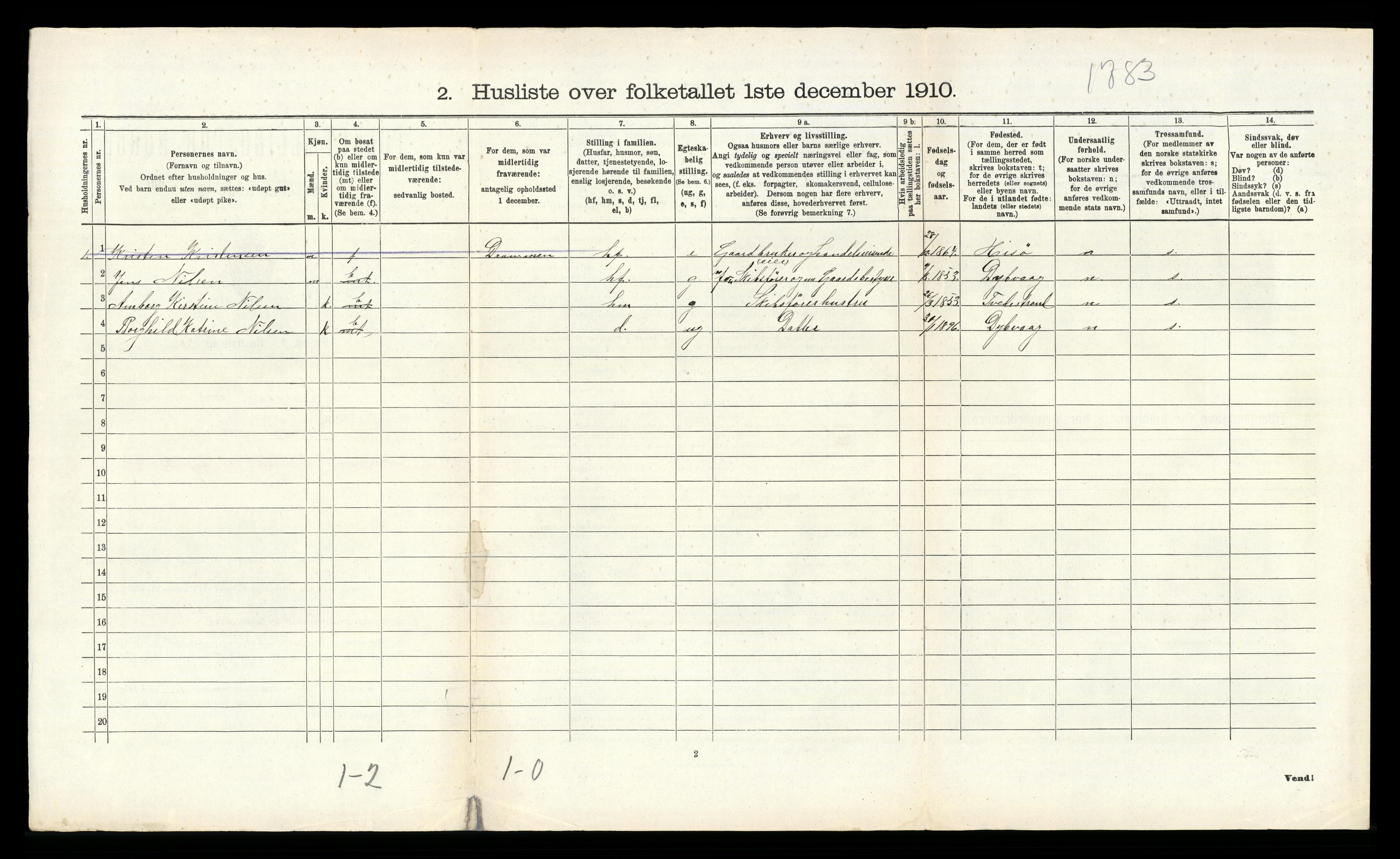 RA, 1910 census for Øyestad, 1910, p. 673