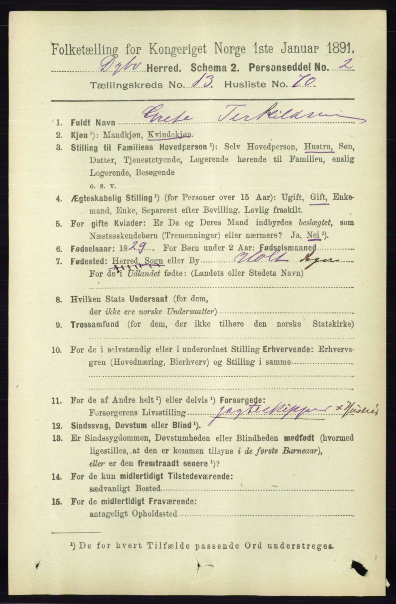 RA, 1891 census for 0915 Dypvåg, 1891, p. 5702