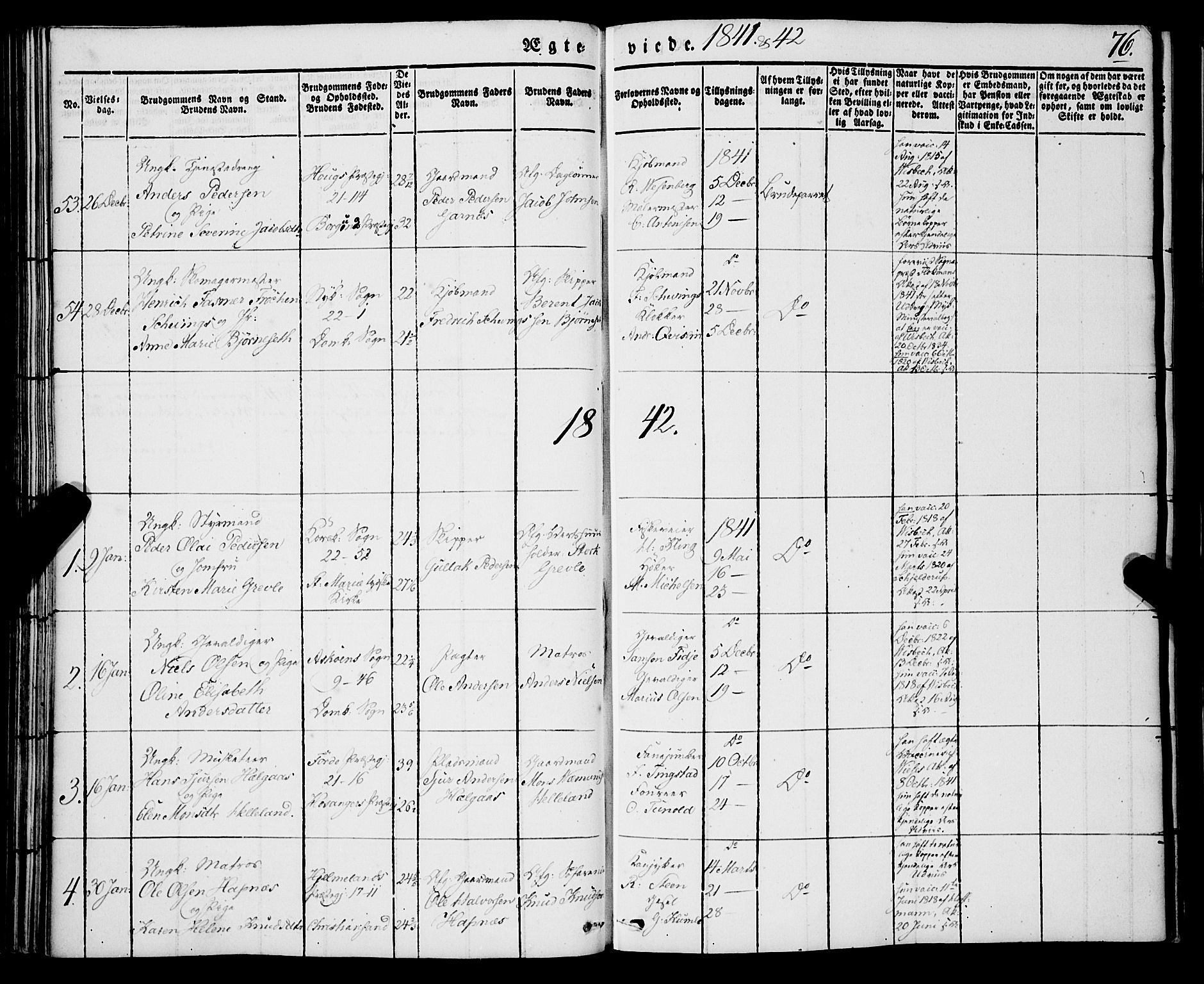 Korskirken sokneprestembete, SAB/A-76101/H/Haa/L0034: Parish register (official) no. D 1, 1832-1852, p. 76