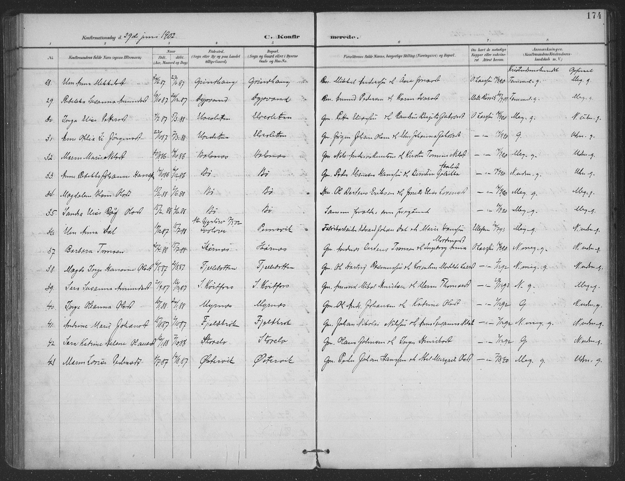 Ministerialprotokoller, klokkerbøker og fødselsregistre - Nordland, SAT/A-1459/863/L0899: Parish register (official) no. 863A11, 1897-1906, p. 174